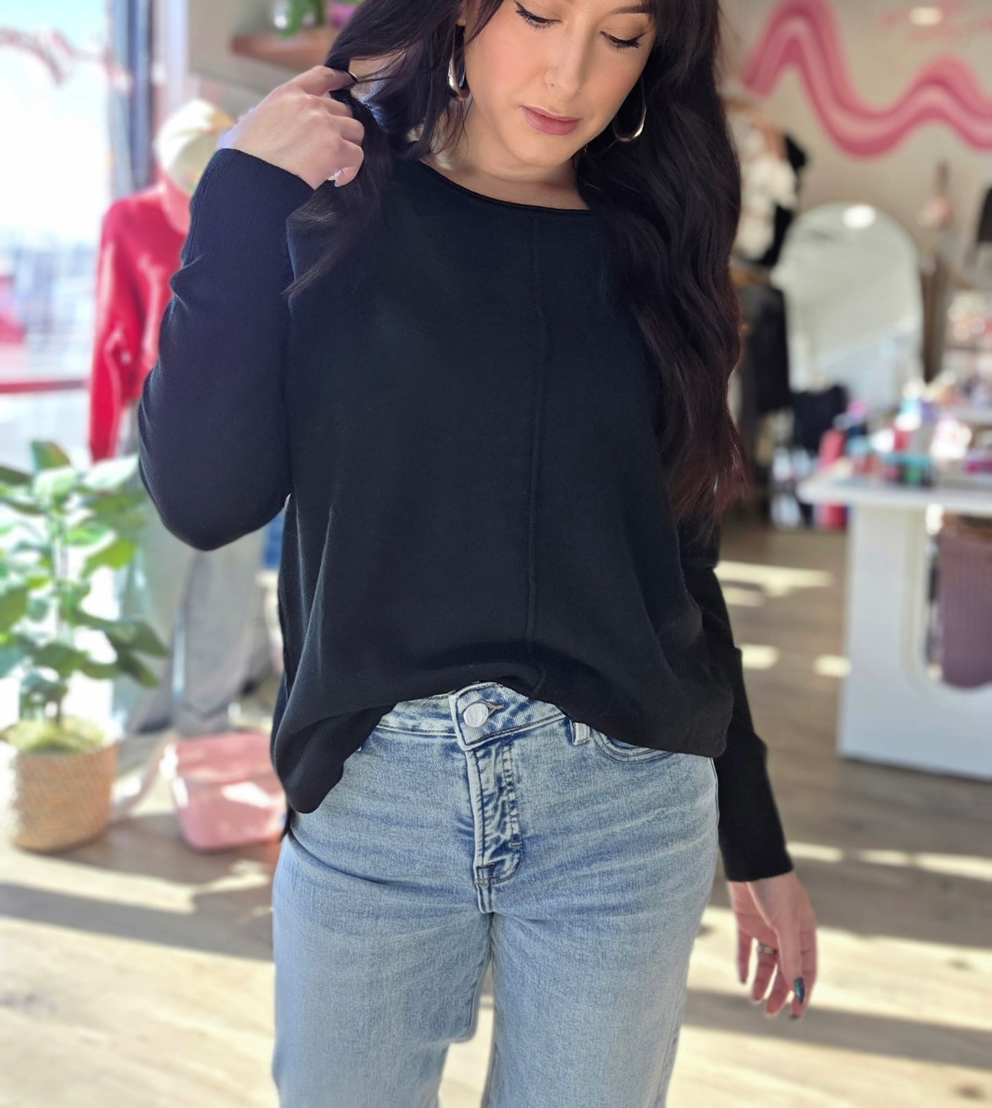 Ribbed Center Seam Top