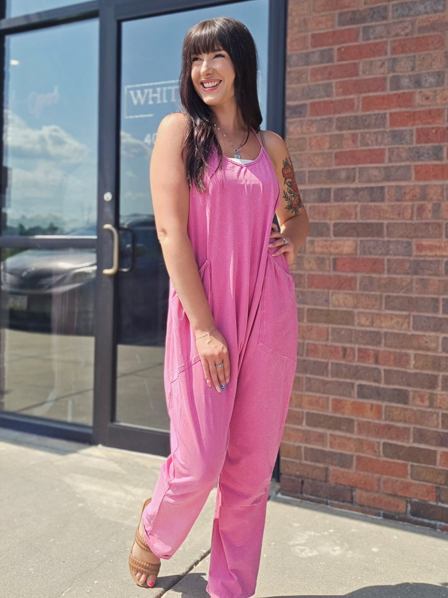 Mineral Wash Spaghetti Strap Jumpsuit
