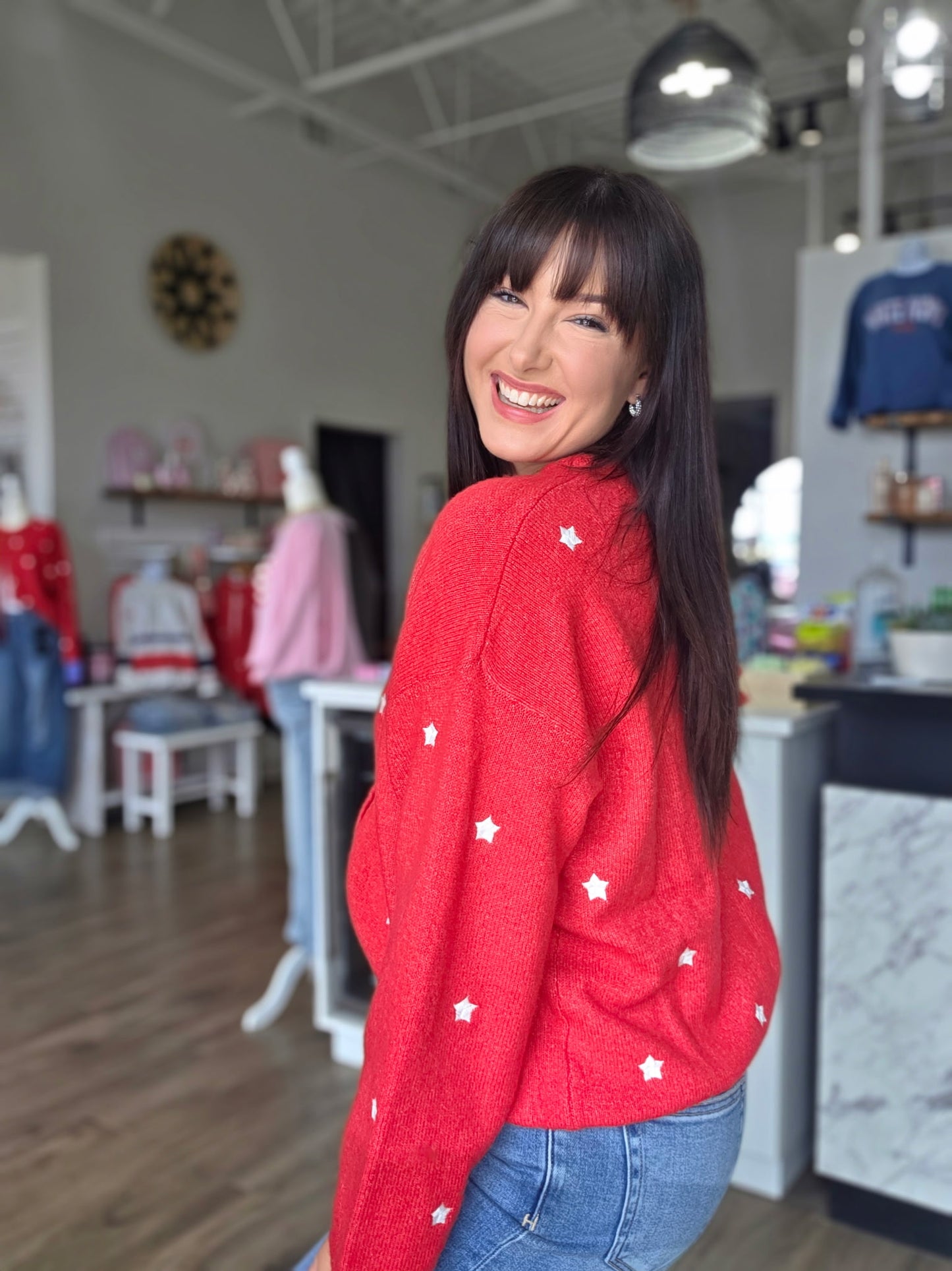 Star Embo Sweater Cardigan