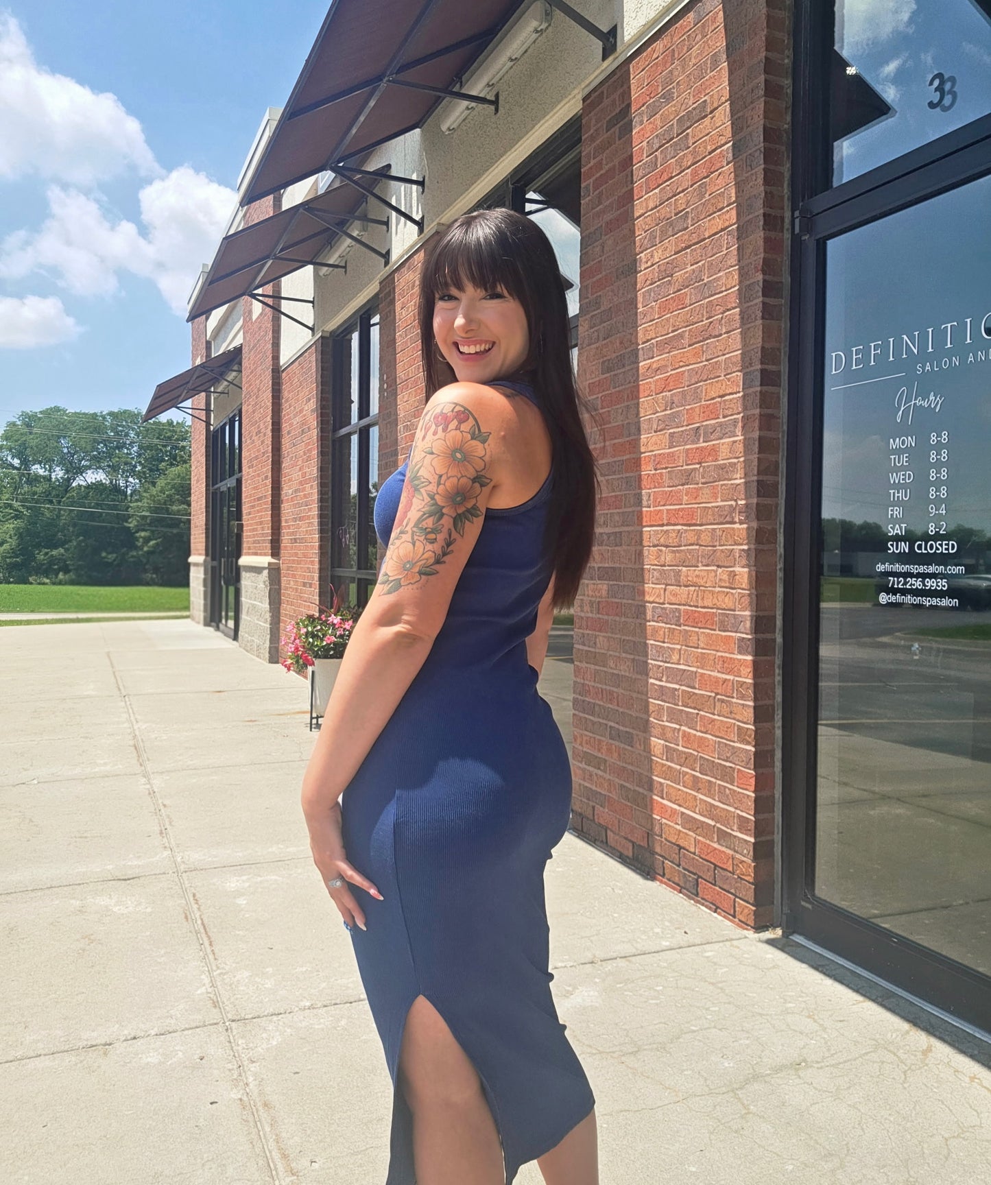 Acid Washed Ribbed Midi Tank Dress