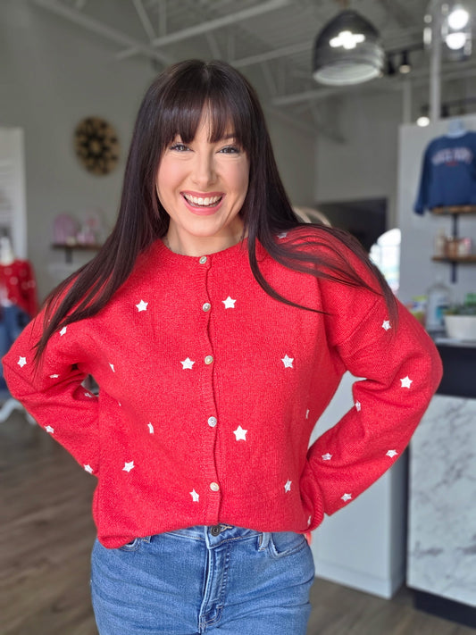 Star Embo Sweater Cardigan