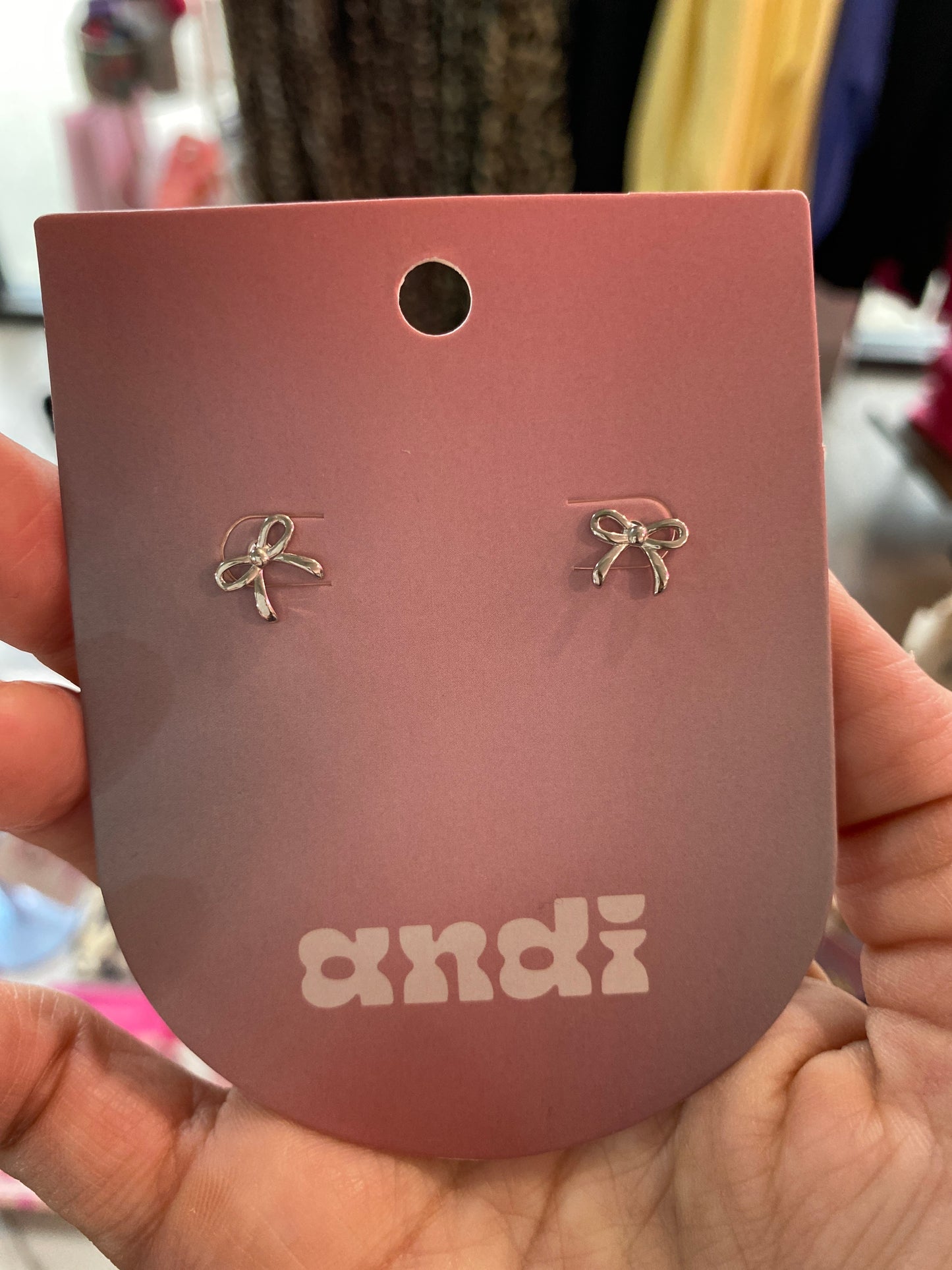 Silver Bows Stud Earrings