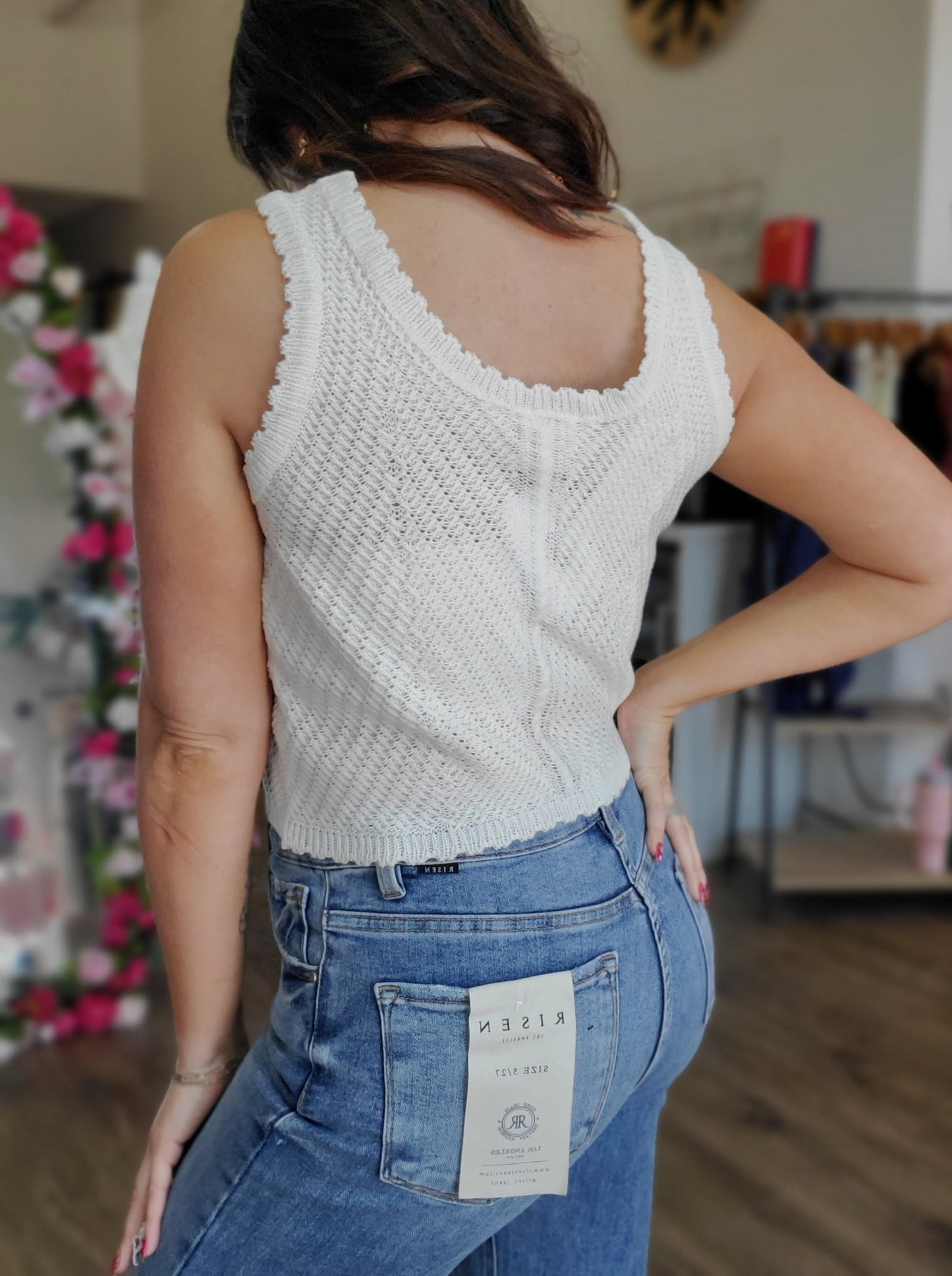 Button Front Sweater Tank Top