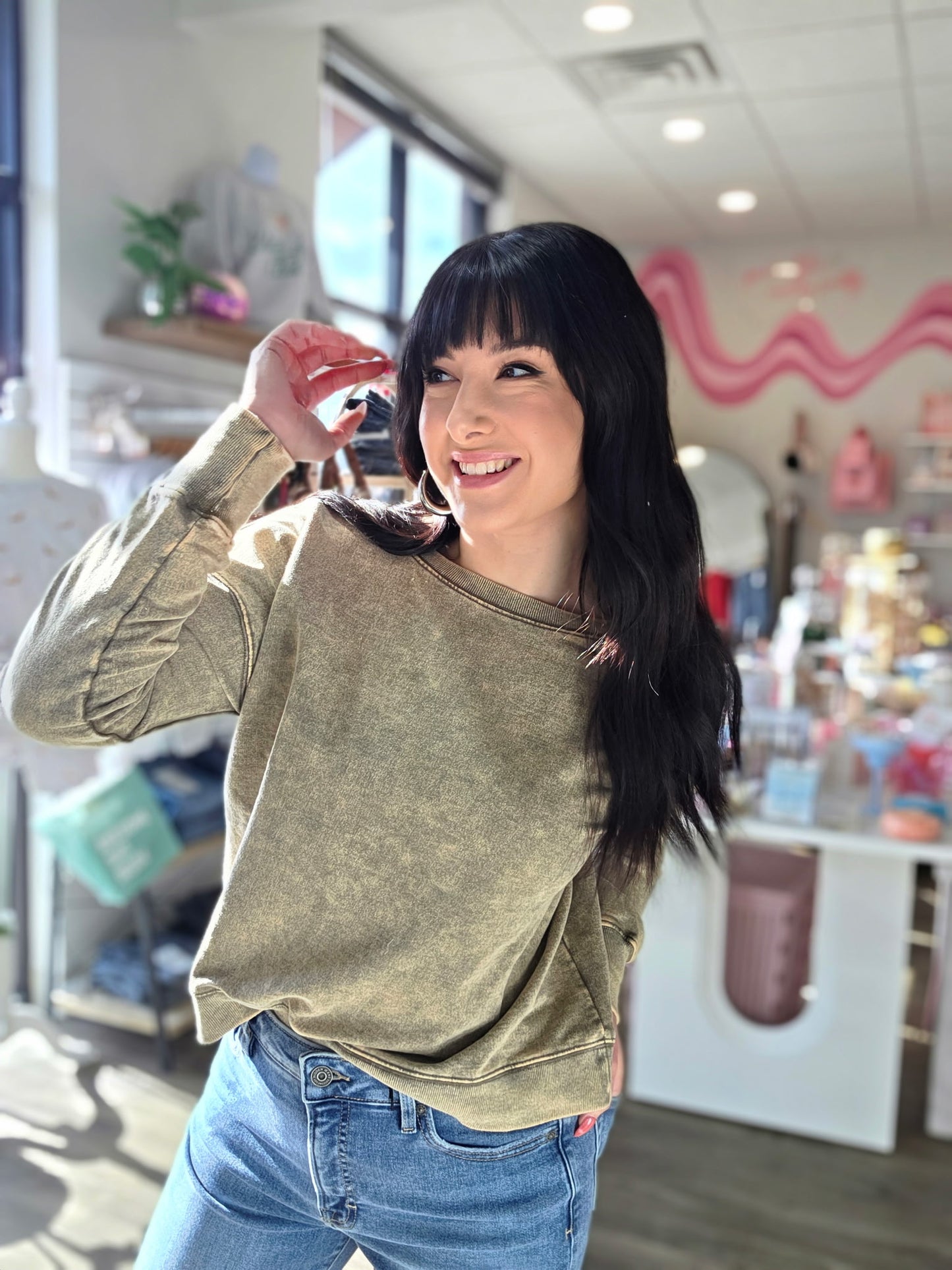 Mocha Acid Wash Pullover