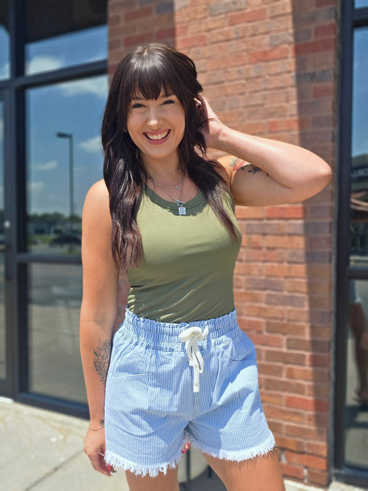 Slim Ribbed Built-in Bra Tank Top