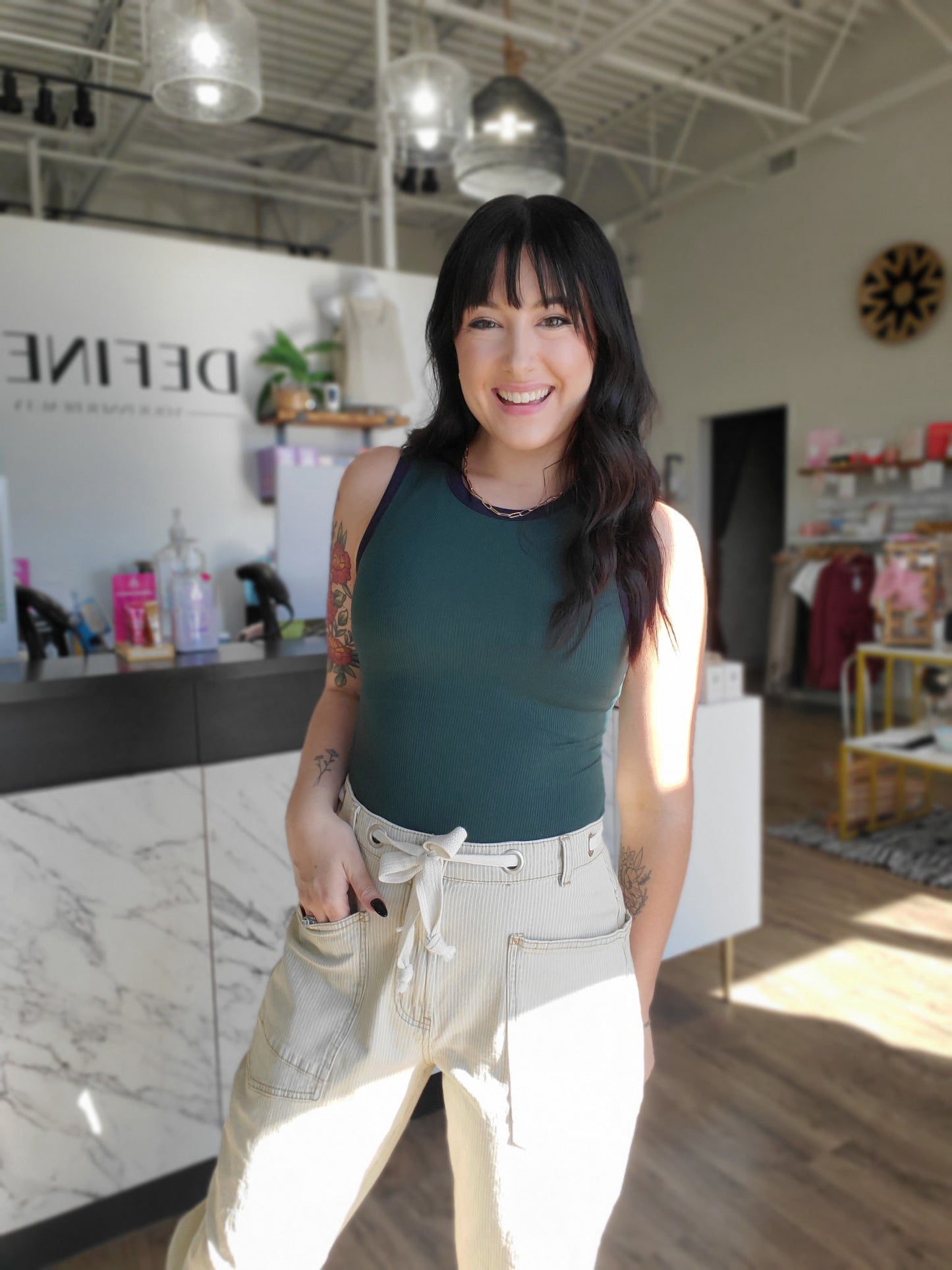 Ribbed Color Block Bodysuit