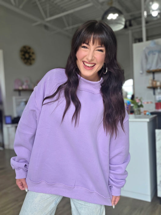 Lavender Reversible Mock Neck Sweatshirt