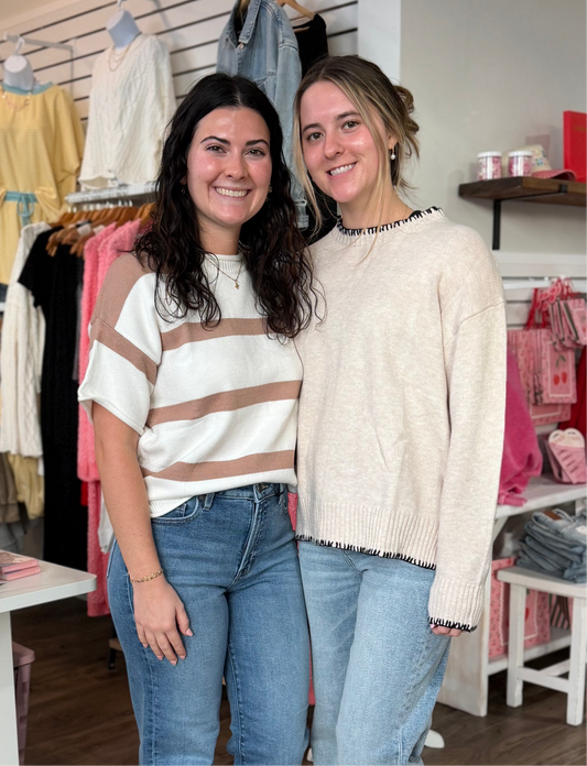 Knitted Contrast Trim Top