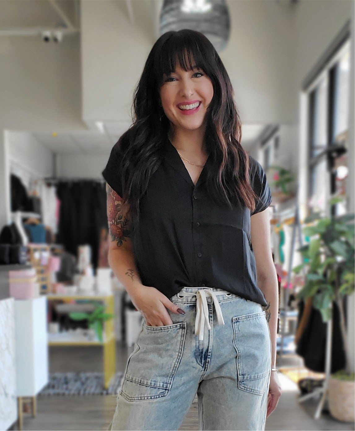Button Down Cap Sleeve Top