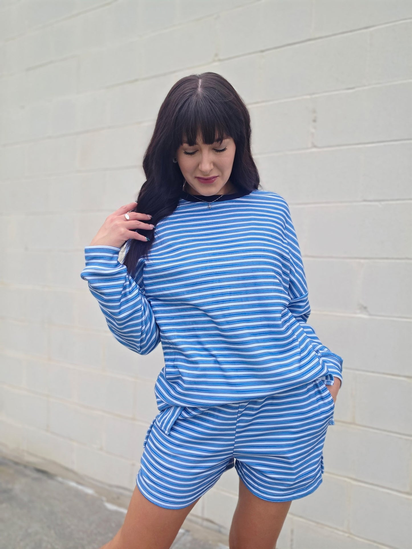 Stripe Oversized Casual Shorts Set