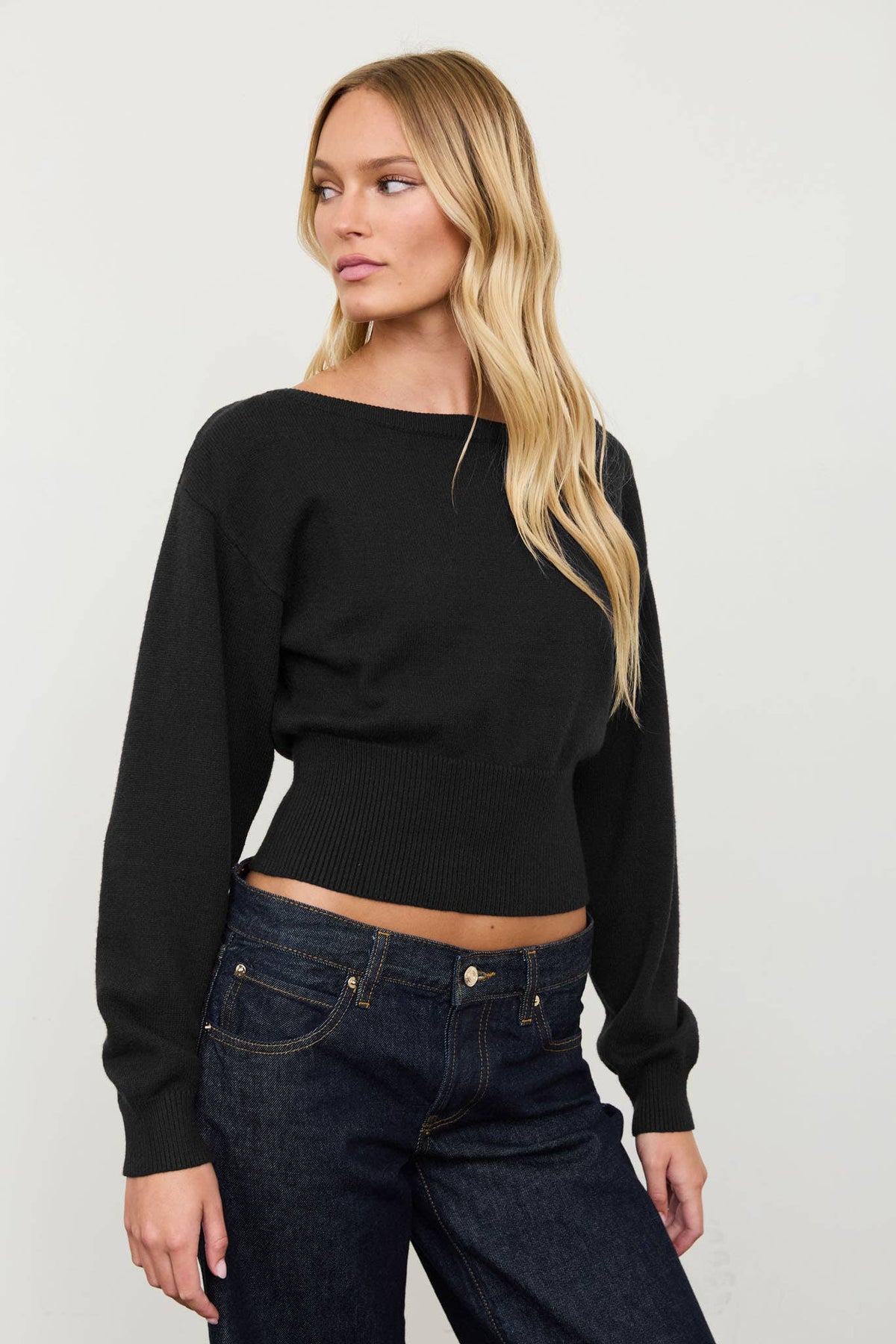 BOAT NECK OFF SHOULDER DOLMAN SLEEVE KNIT PULLOVER