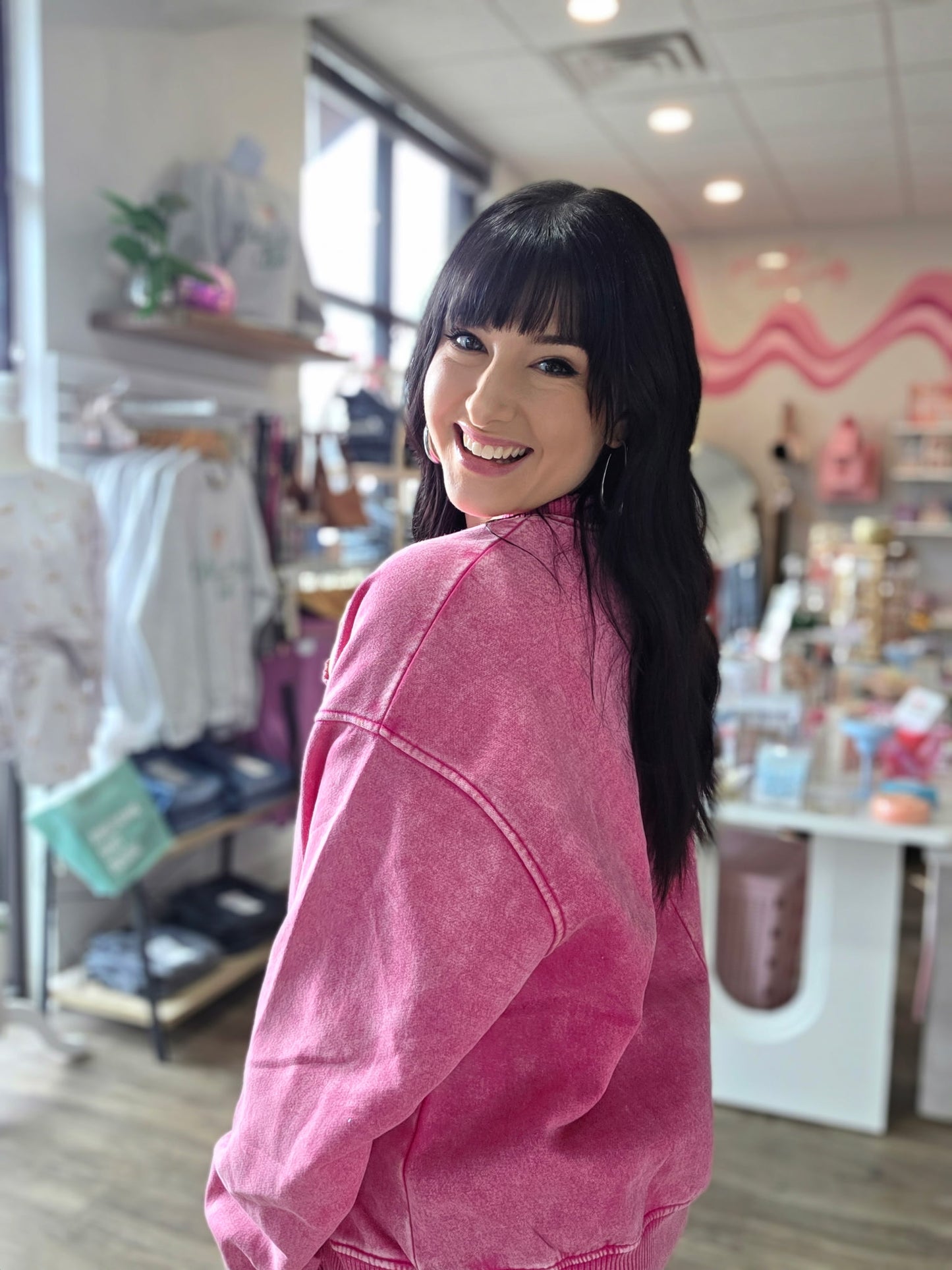 Pink Acid Wash Oversized Pullover