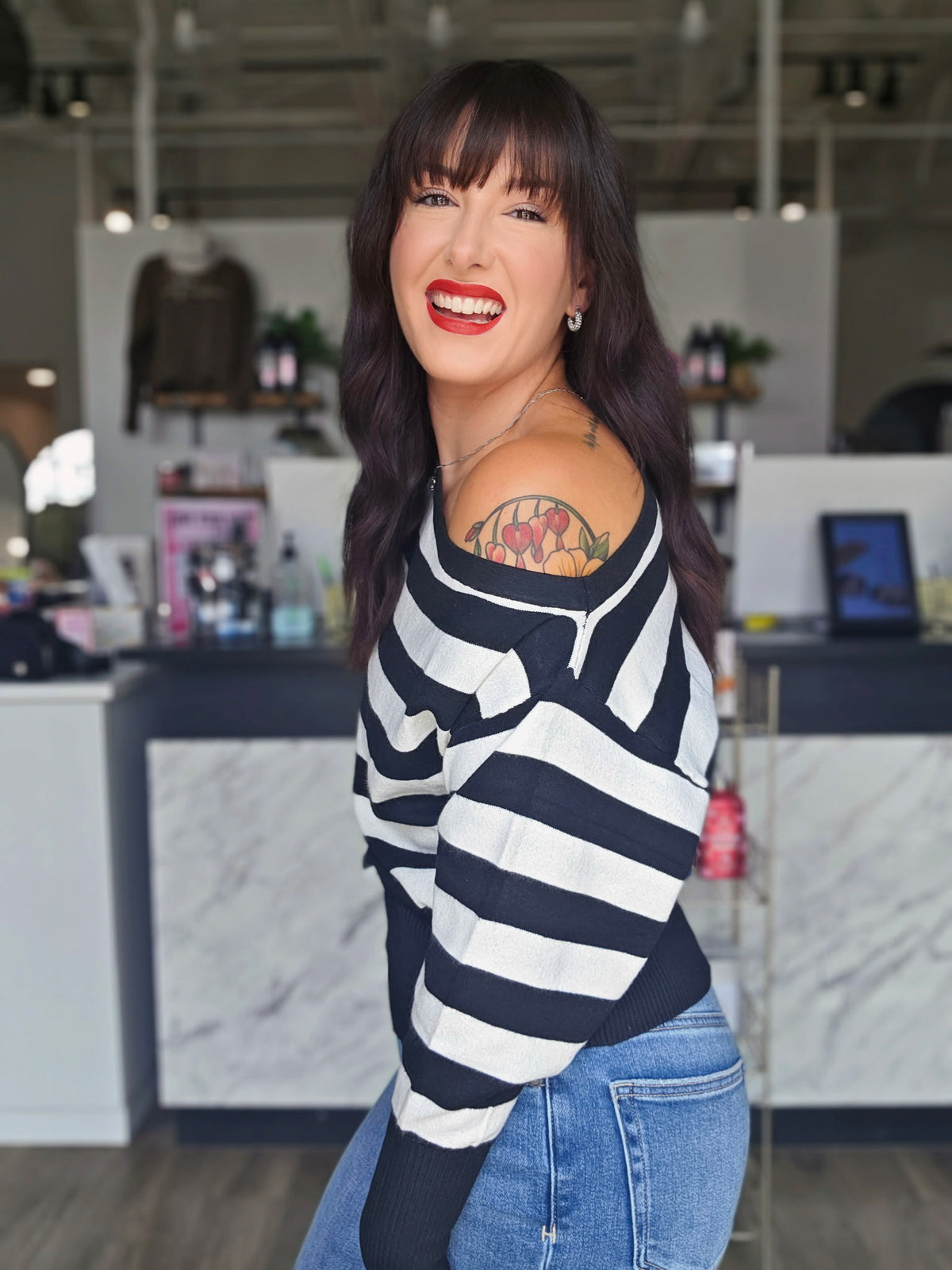 Off-Shoulder Striped Top