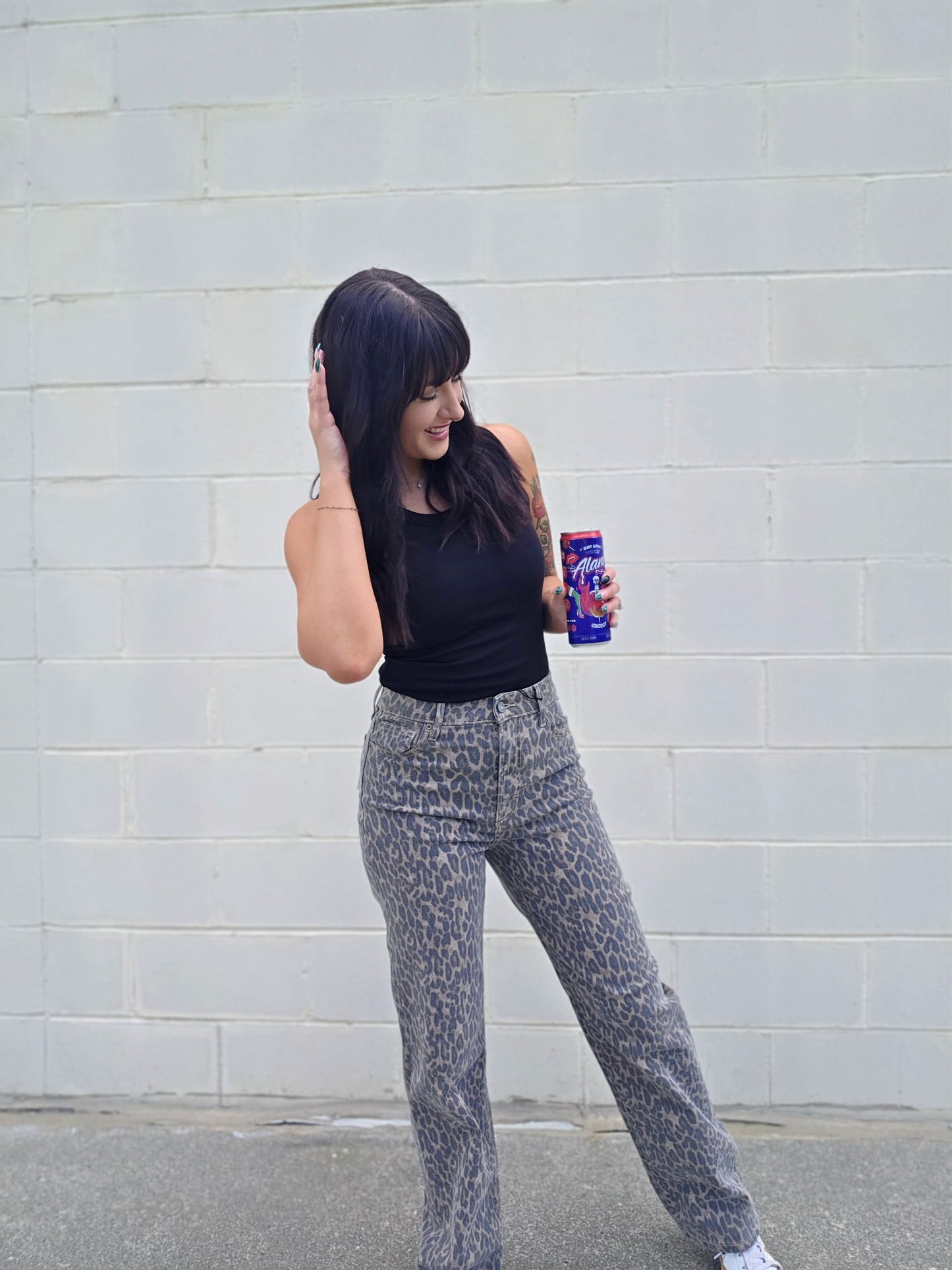 CHEETAH PRINT STRAIGHT JEANS