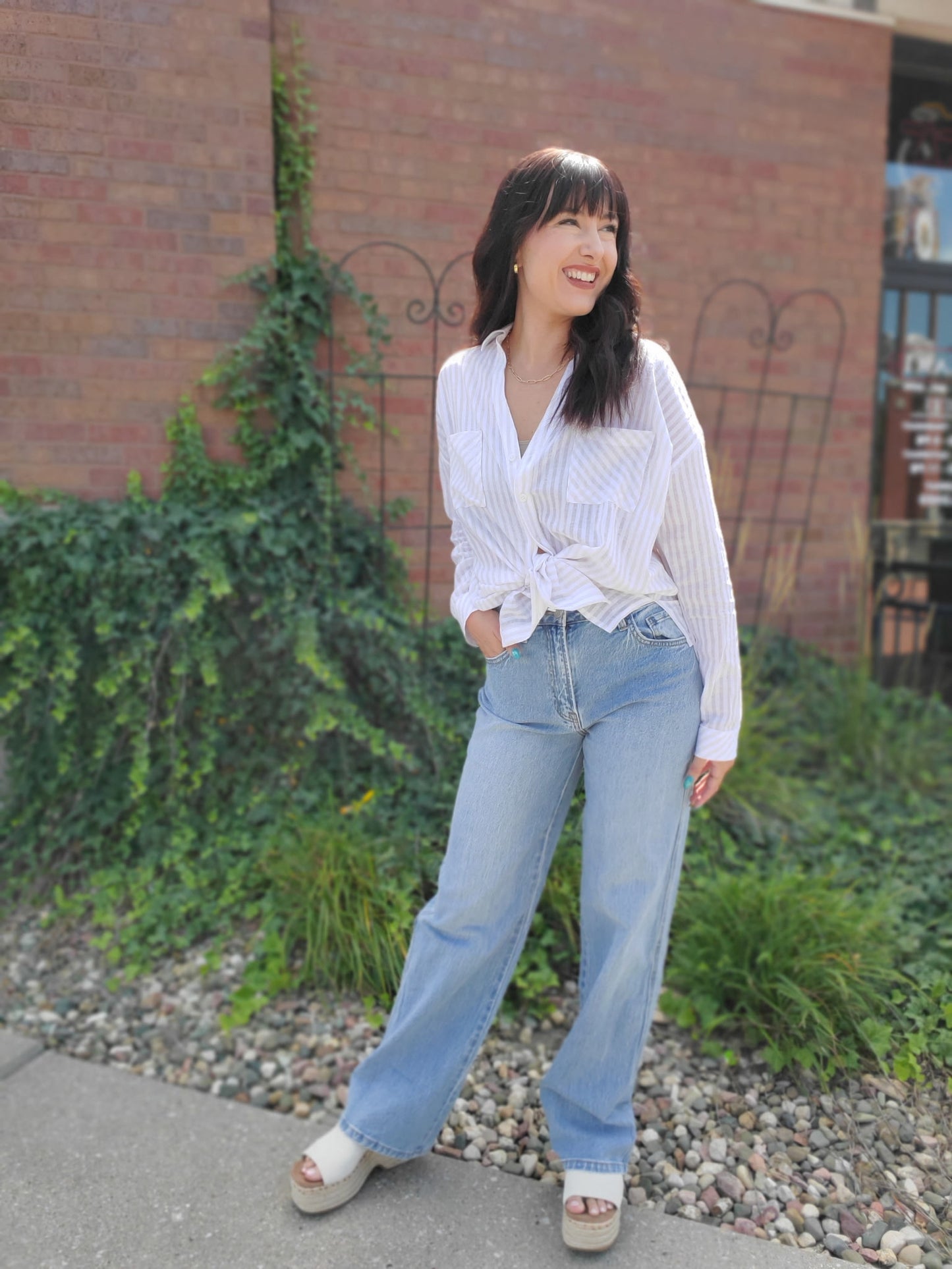 High Rise Cuffed Baggy Straight Jeans