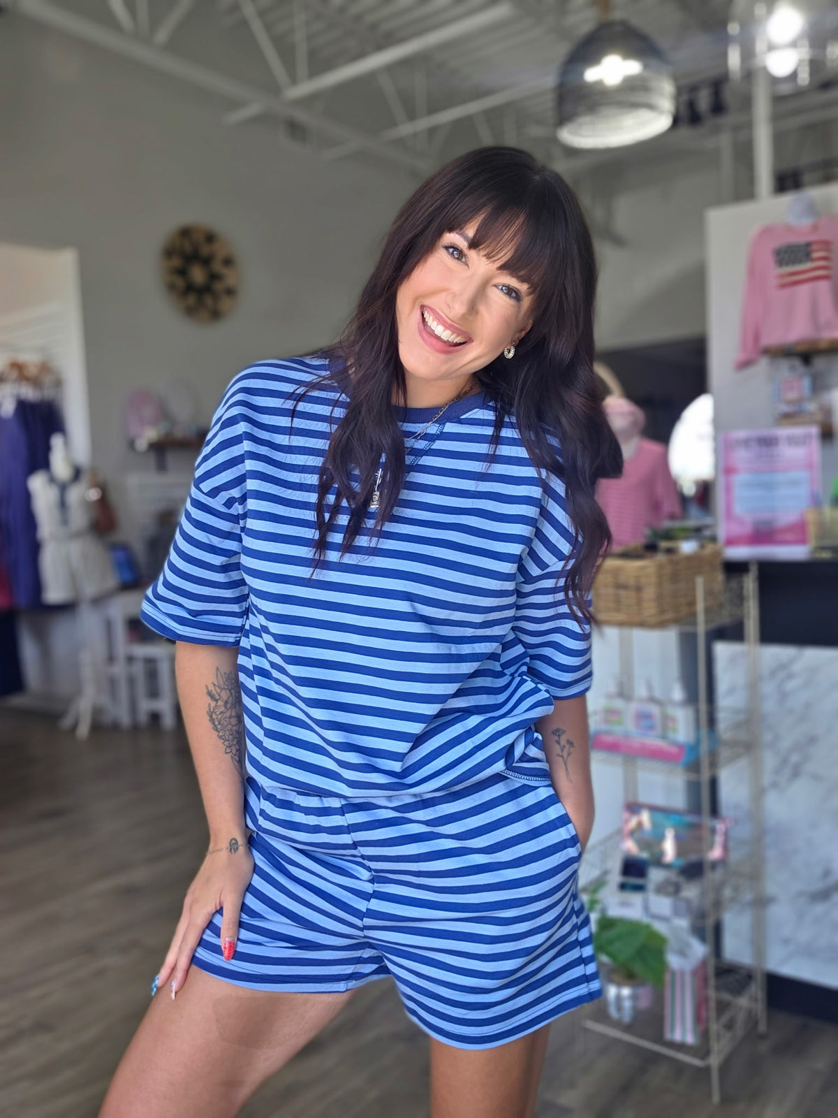 Cozy Striped Tee & Shorts Set