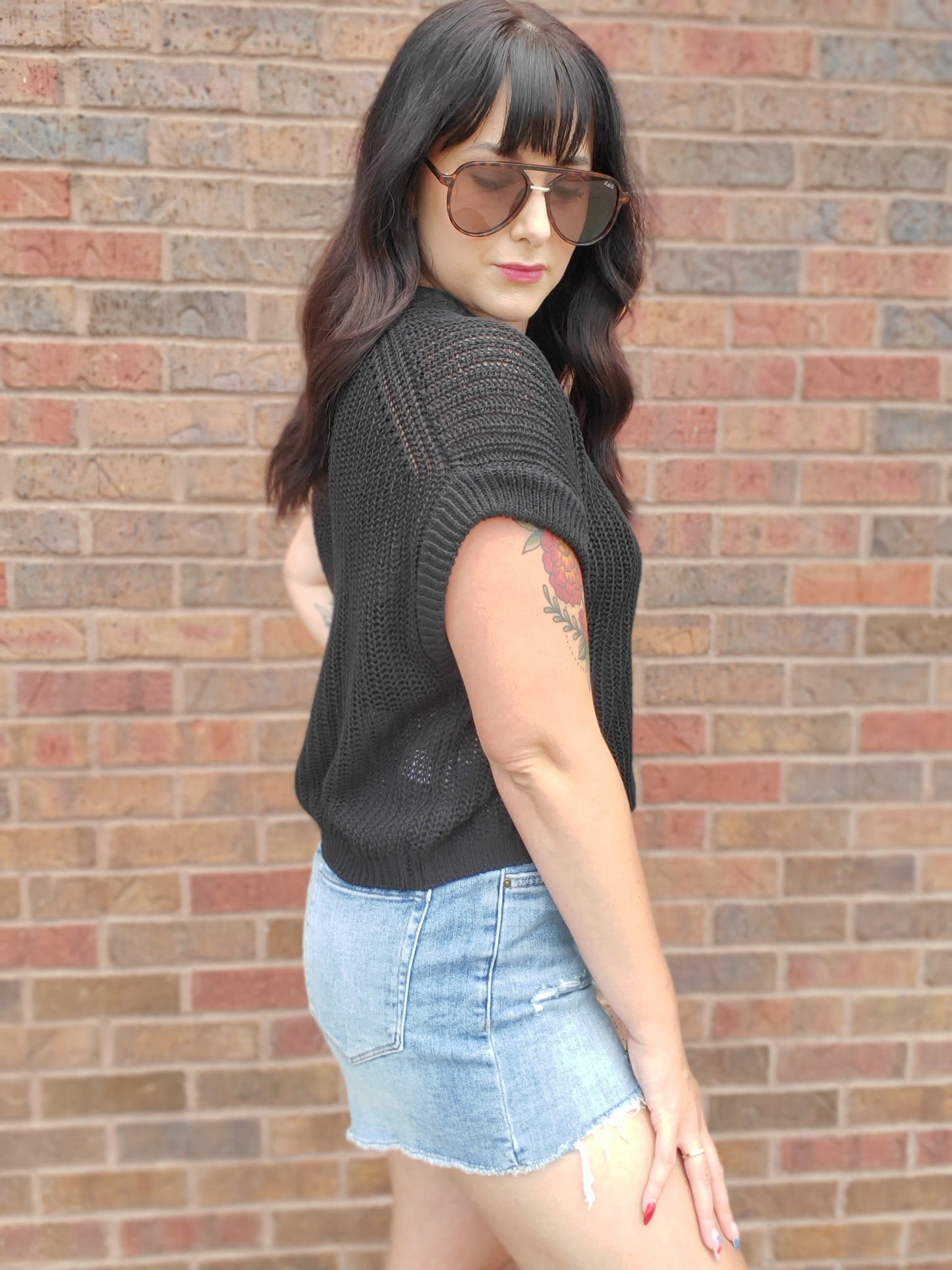 Dolman Sleeve Knitted Top
