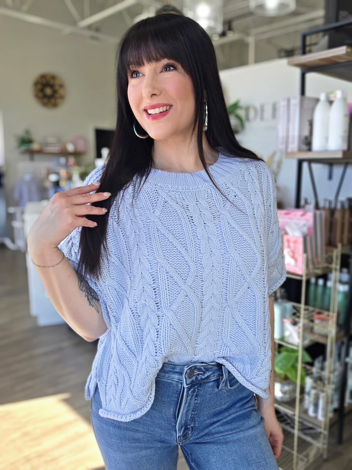 Short Sleeve Boxy Knit Sweater Top