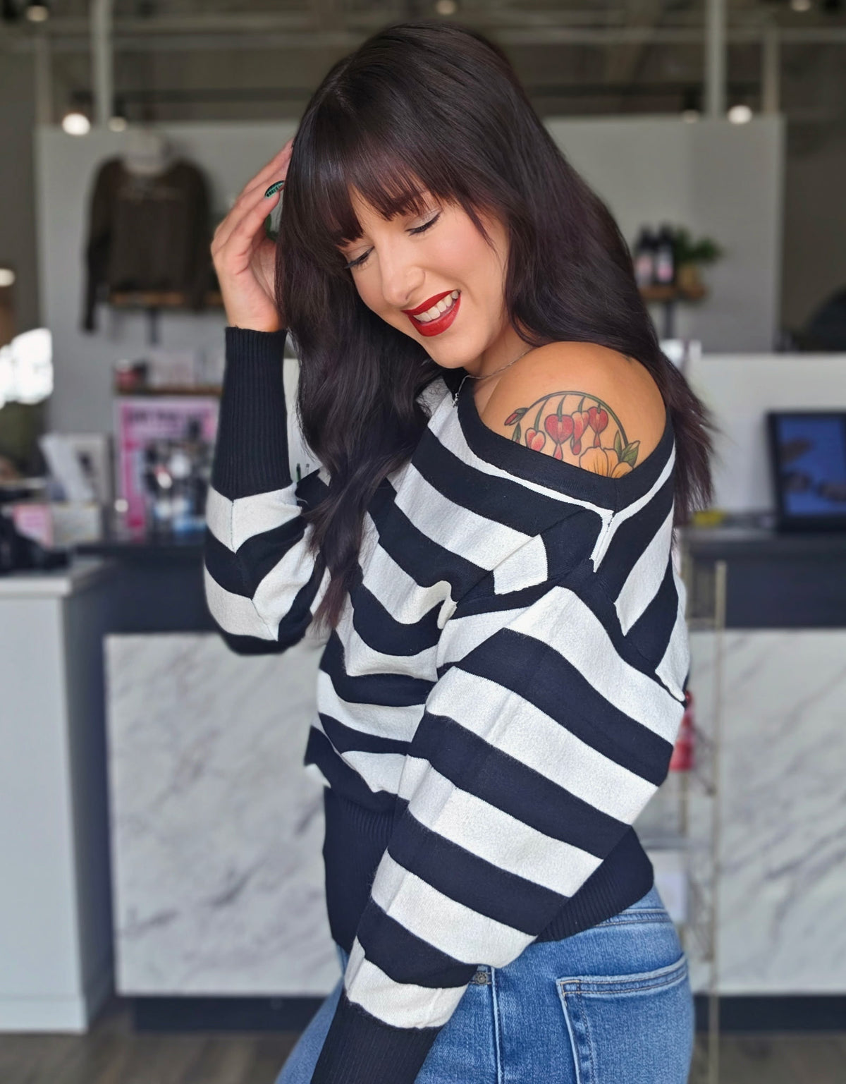 Off-Shoulder Striped Top