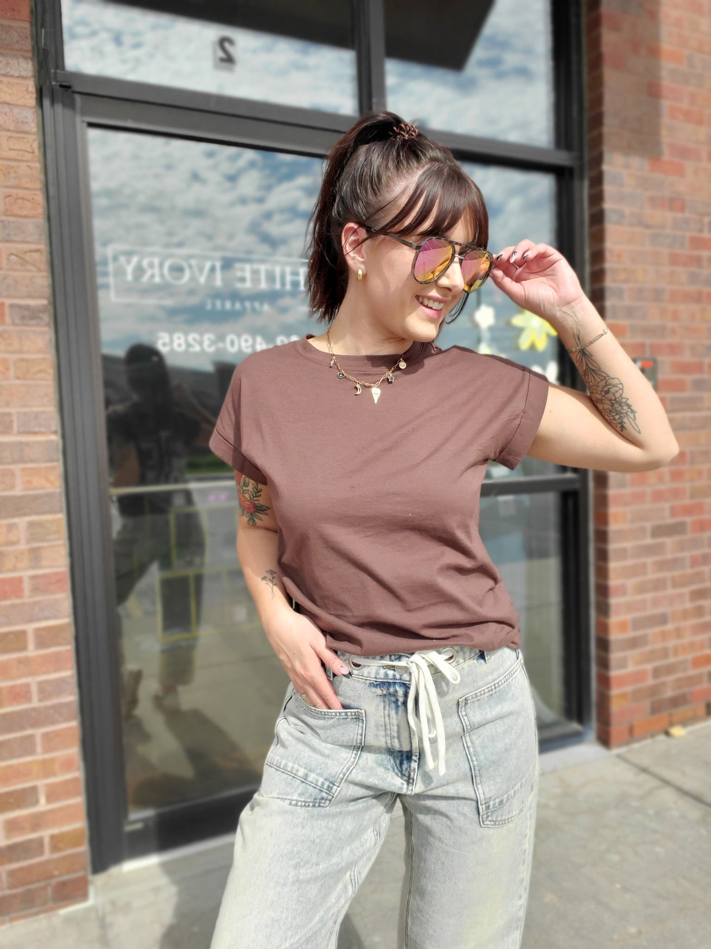 Basic Folded Sleeve Tee