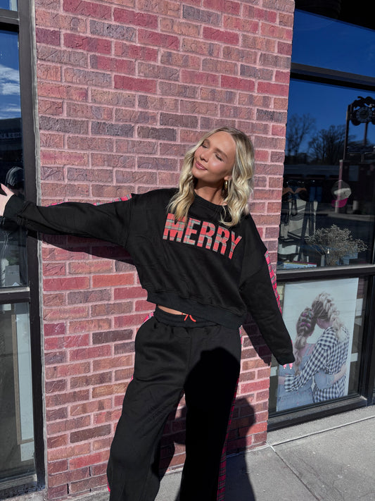 Merry Plaid Sweat Set