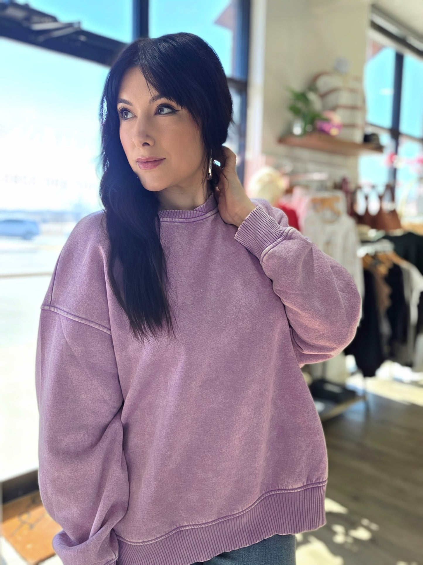 Lavender Acid Wash Sweatshirt