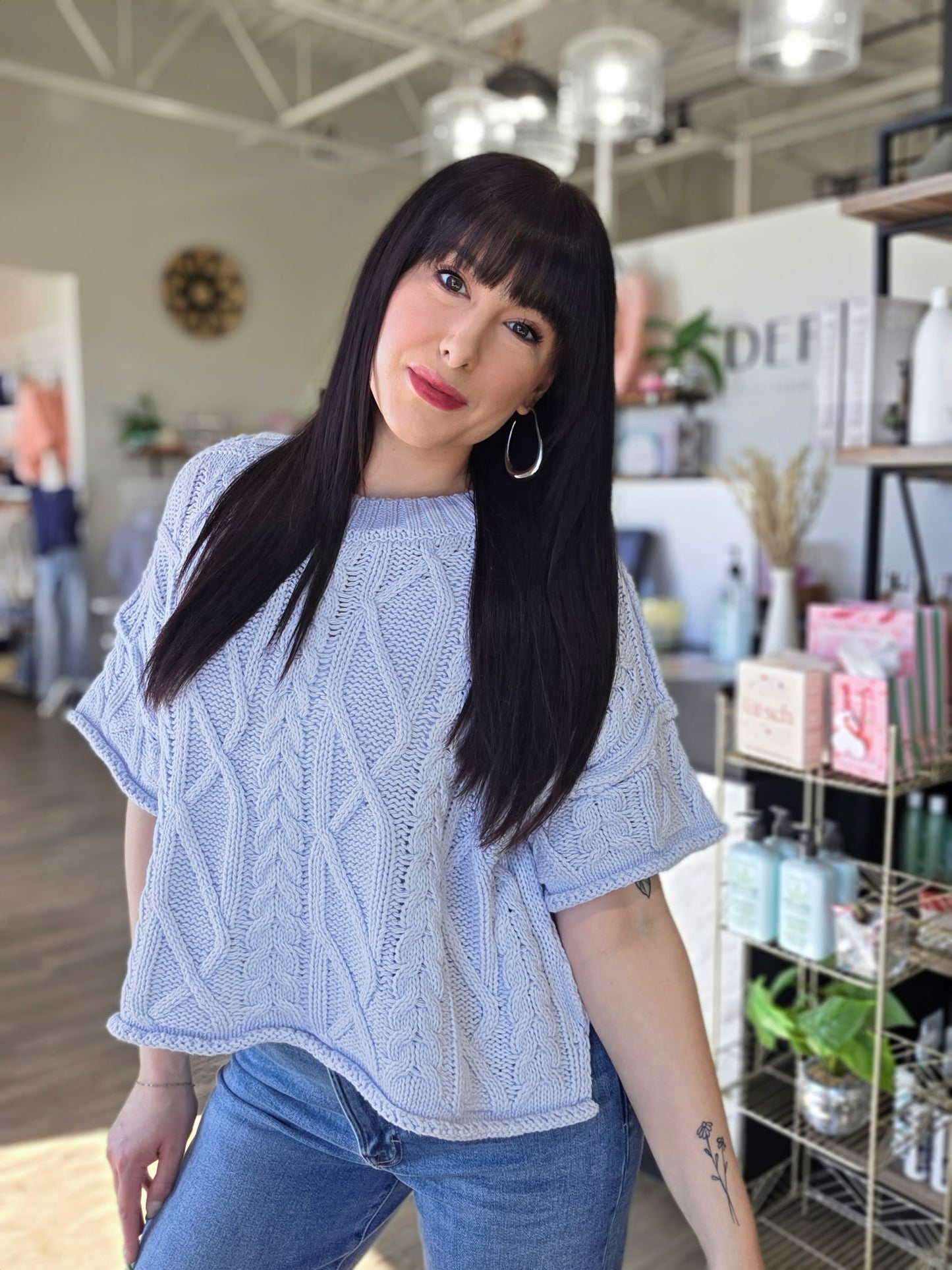 Short Sleeve Boxy Knit Sweater Top