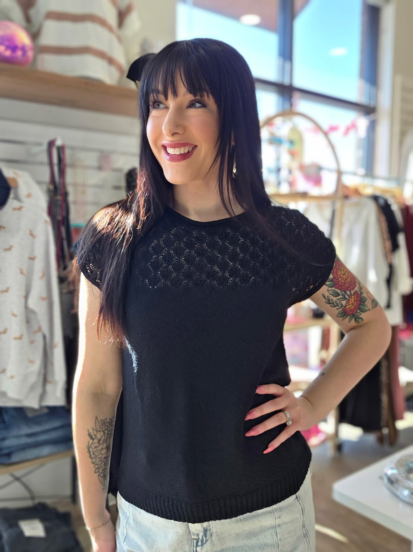 Short Sleeve Sweater Knit Top