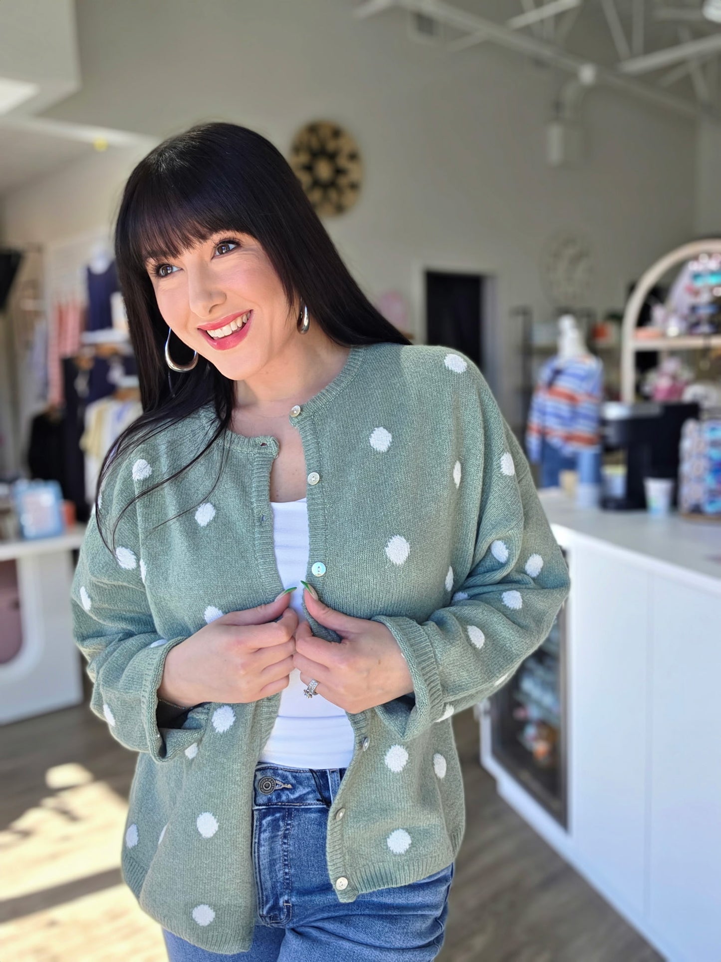 Polka Dot Sweater Cardigan