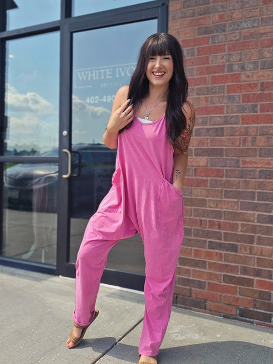 Mineral Wash Spaghetti Strap Jumpsuit