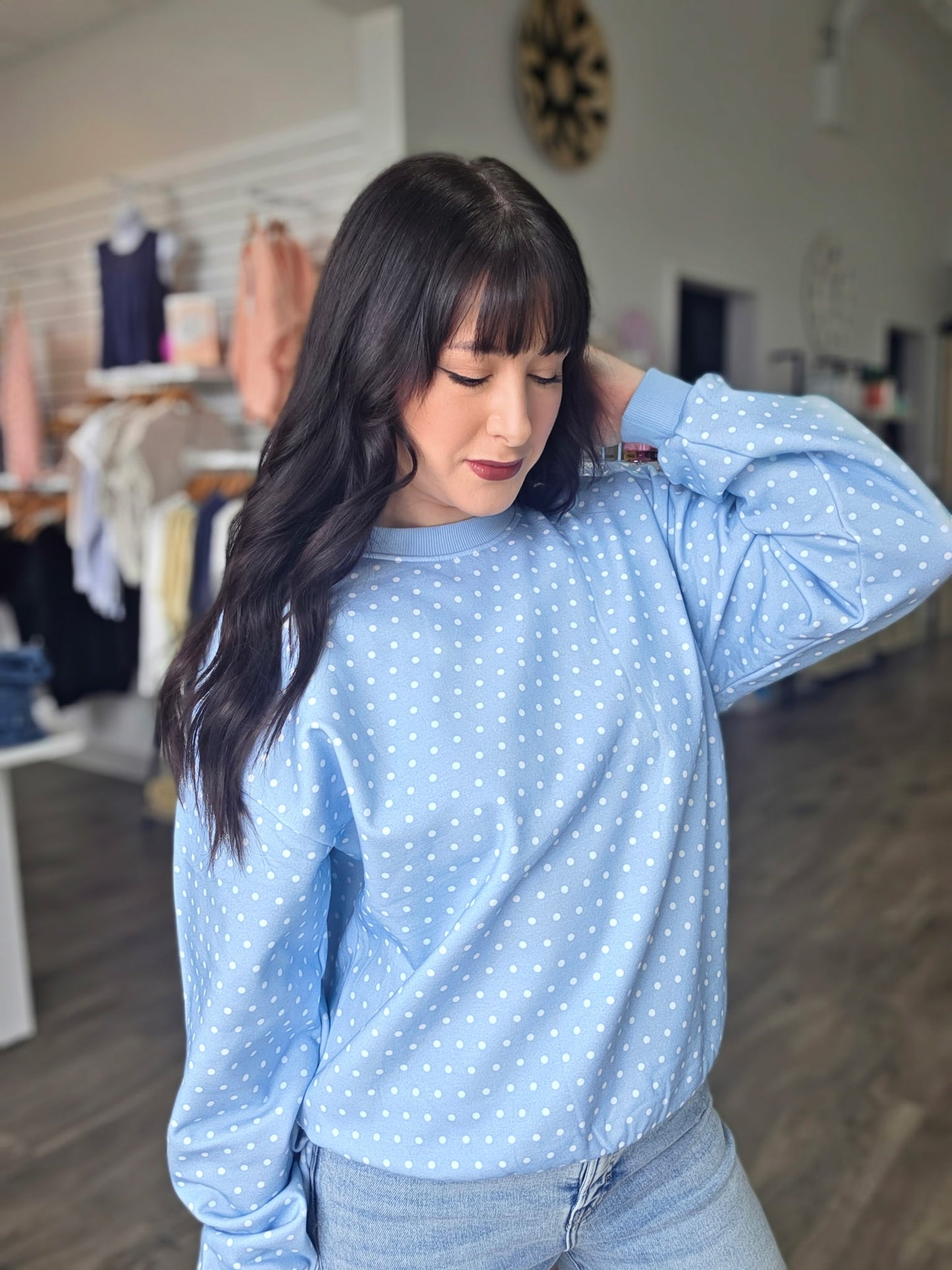 Blue Belle Polkadot Sweatshirt