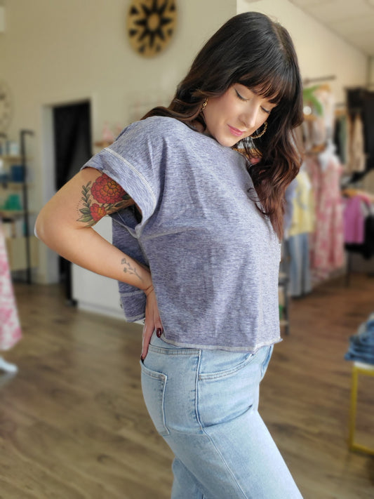 Open Back Reverse Stitched Crop Top
