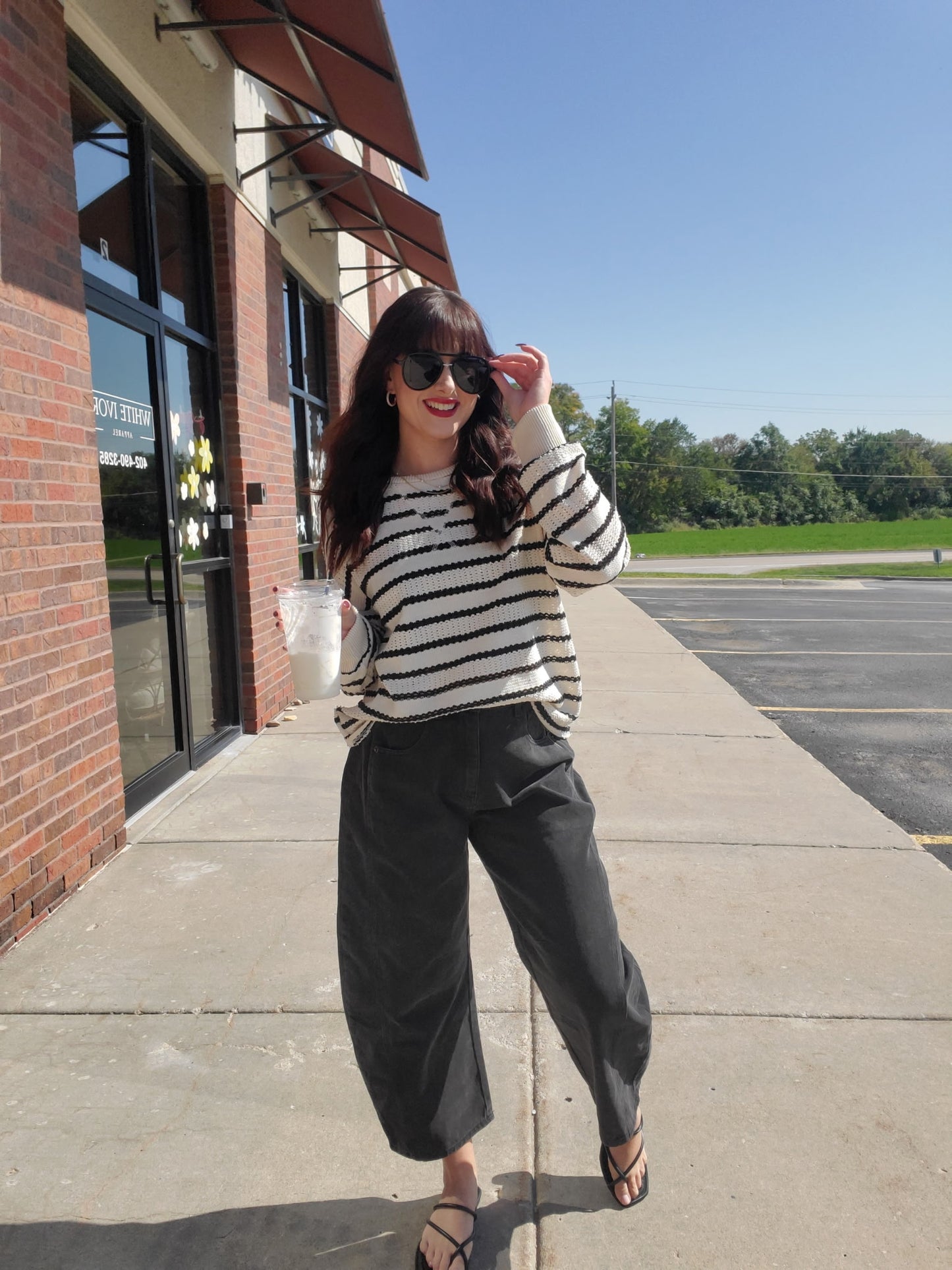 Black Barrel Cotton Pants