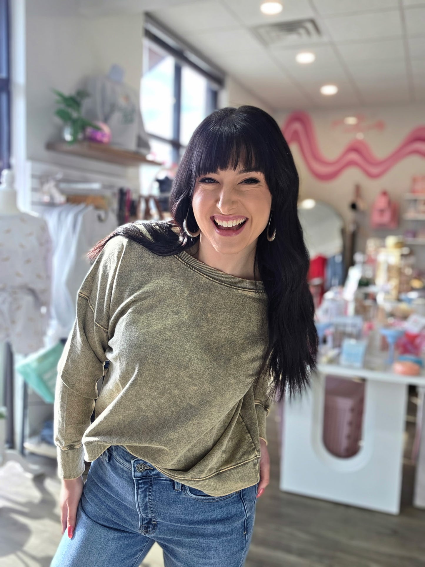 Mocha Acid Wash Pullover