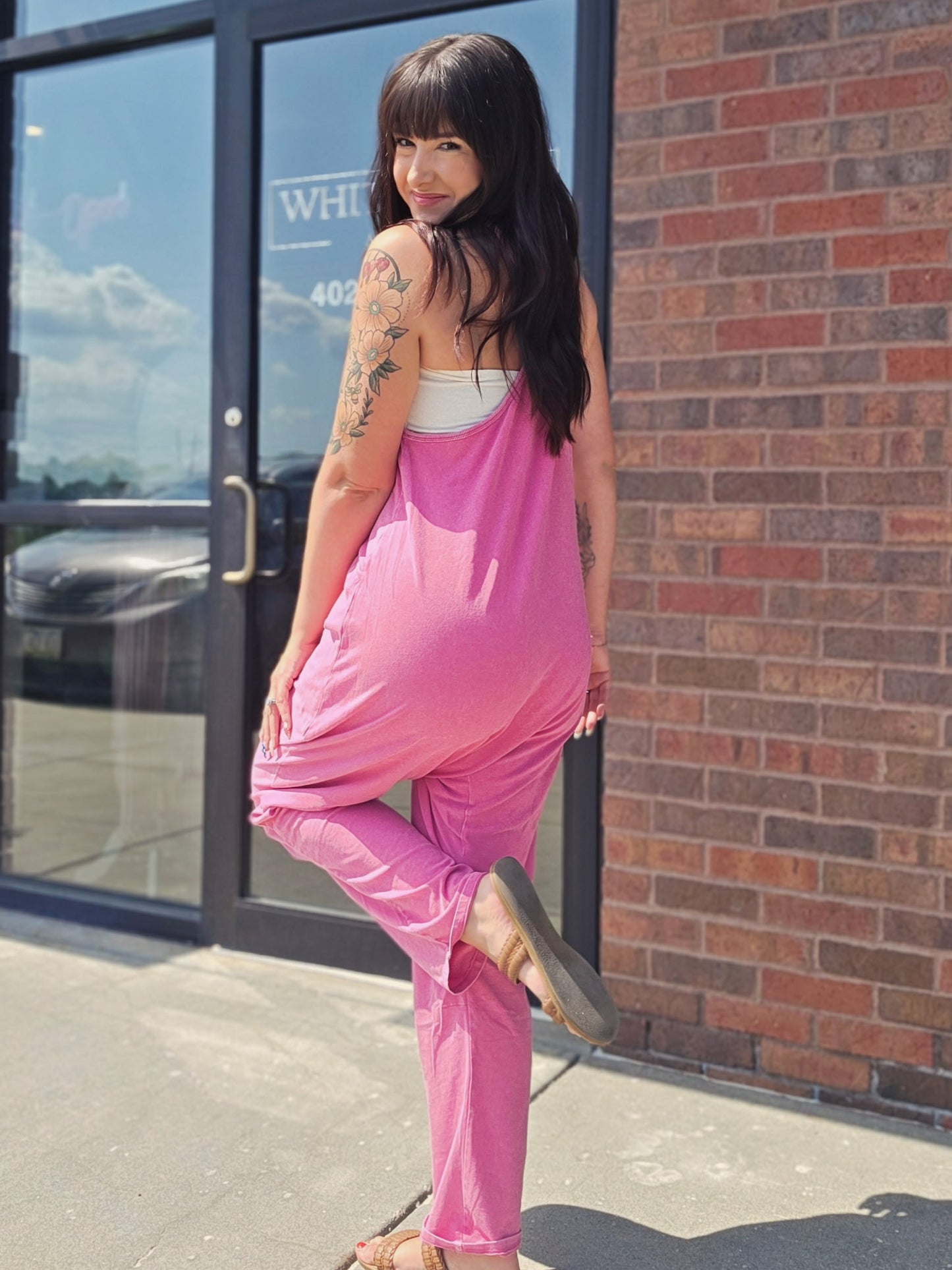 Mineral Wash Spaghetti Strap Jumpsuit