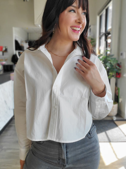 Long Sleeve Cropped Buttondown