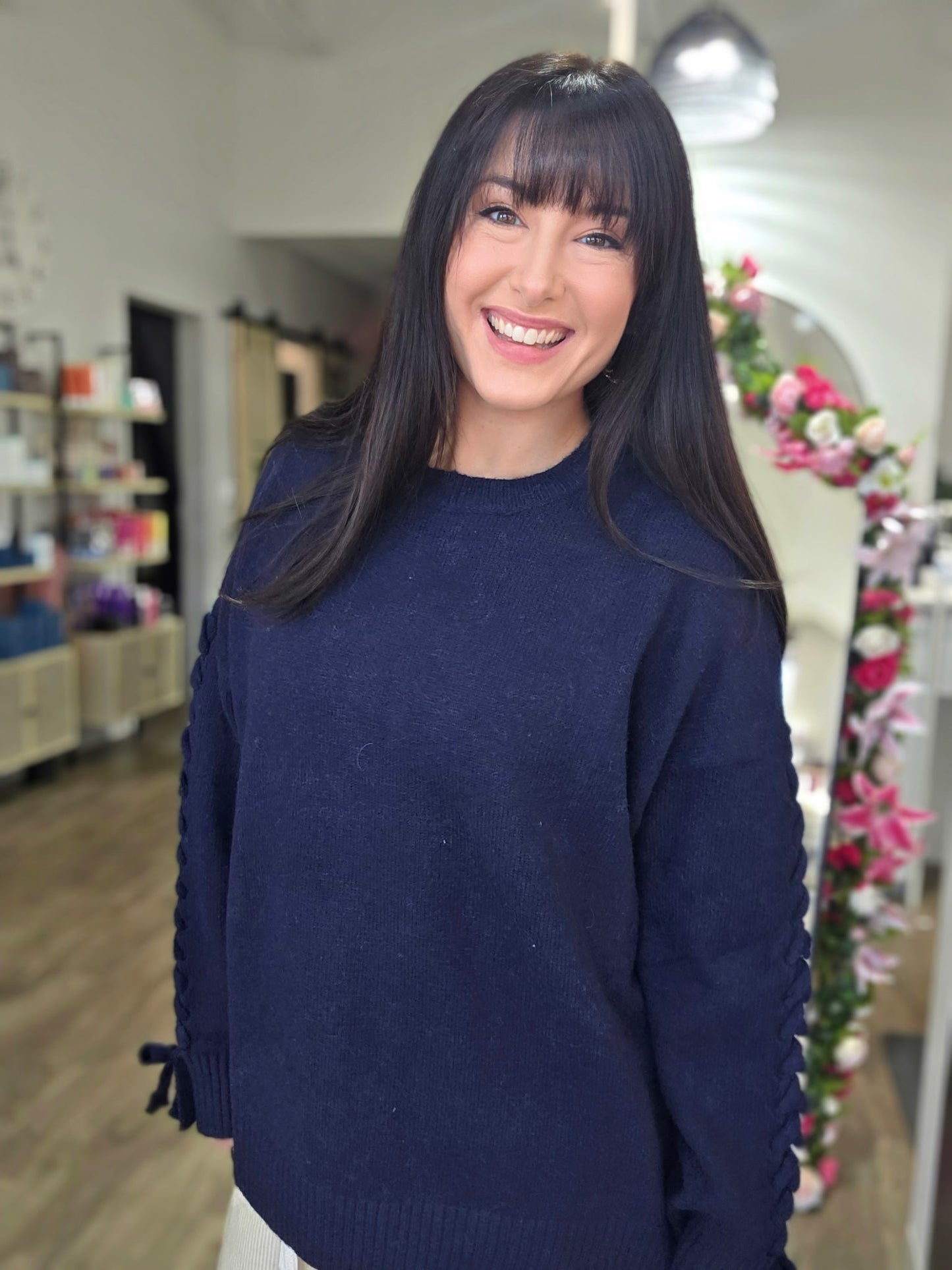 Cross Woven Color Block Sweater