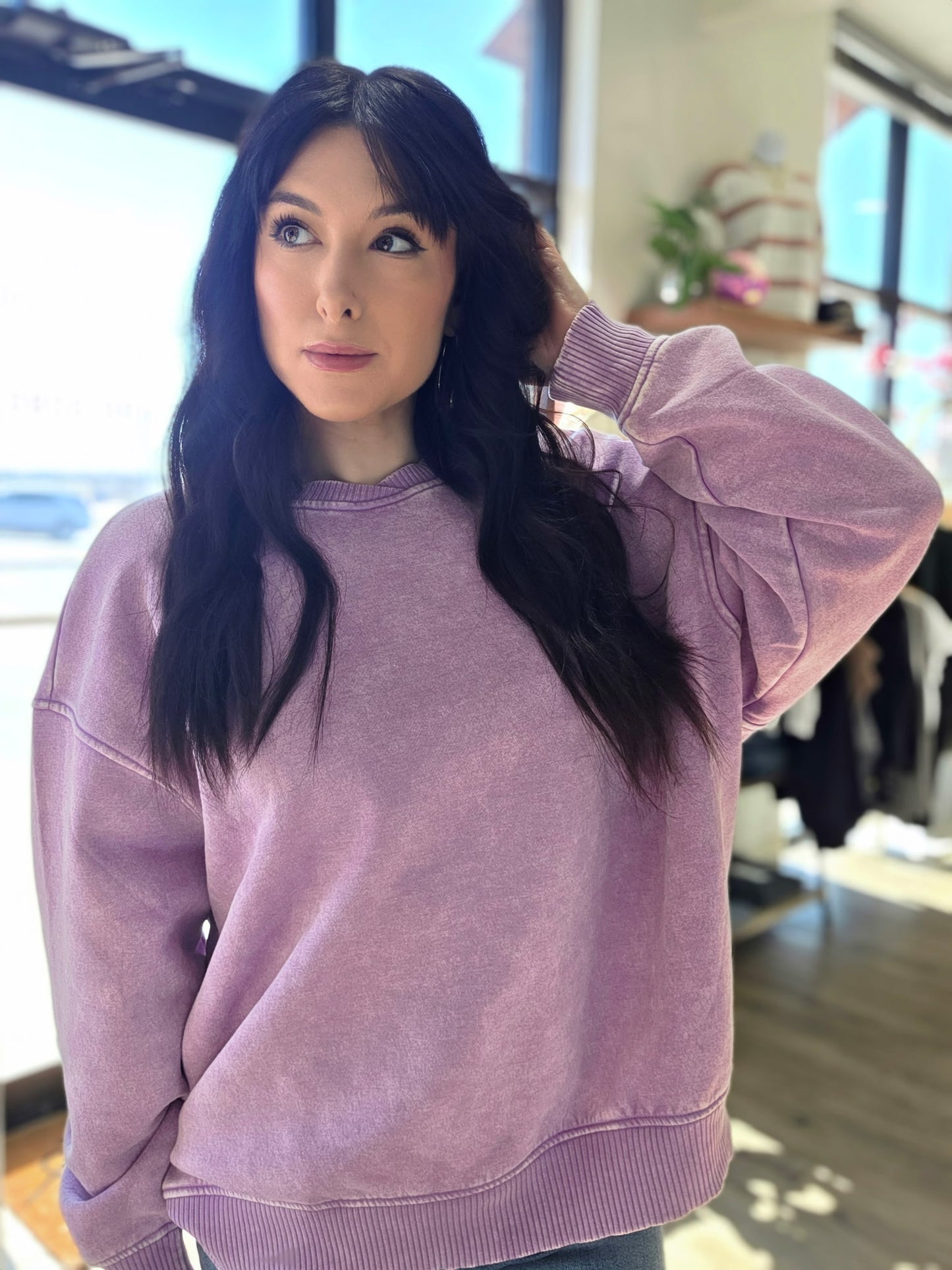 Lavender Acid Wash Sweatshirt