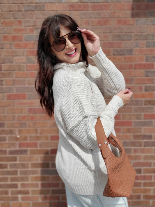 Chenille High Neck Sweater Top