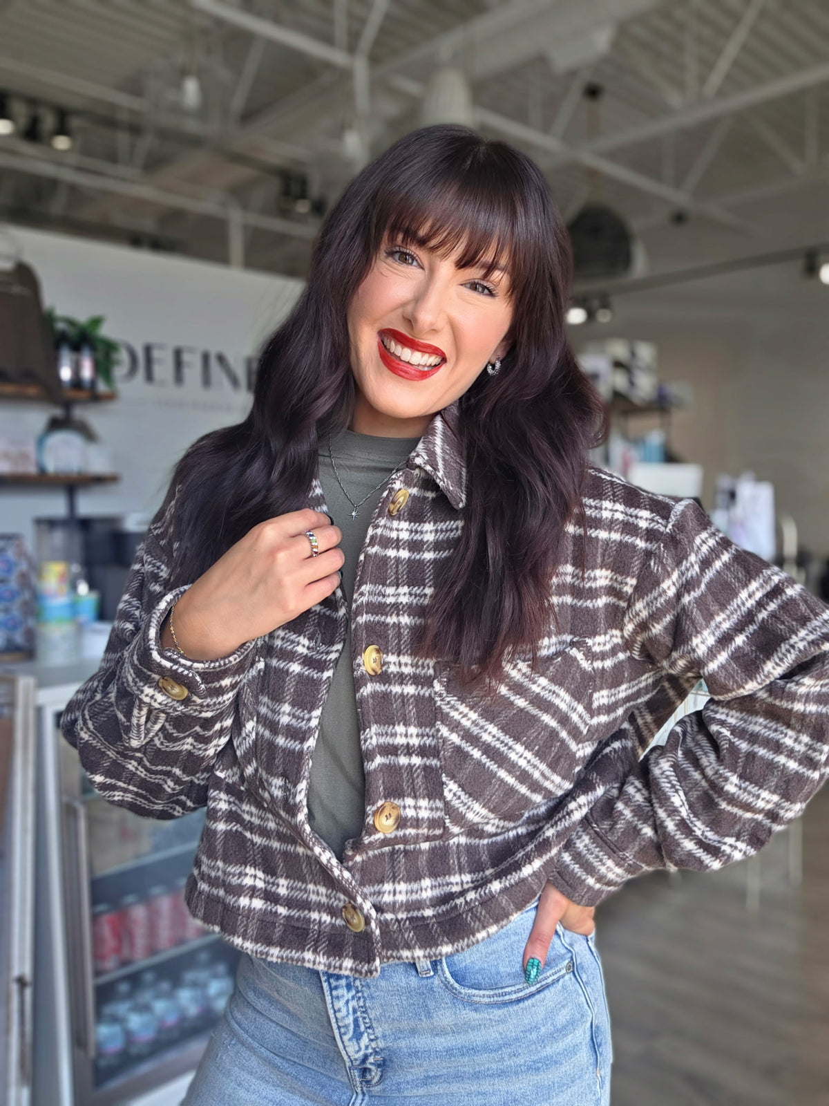 Plaid Button Front Shacket