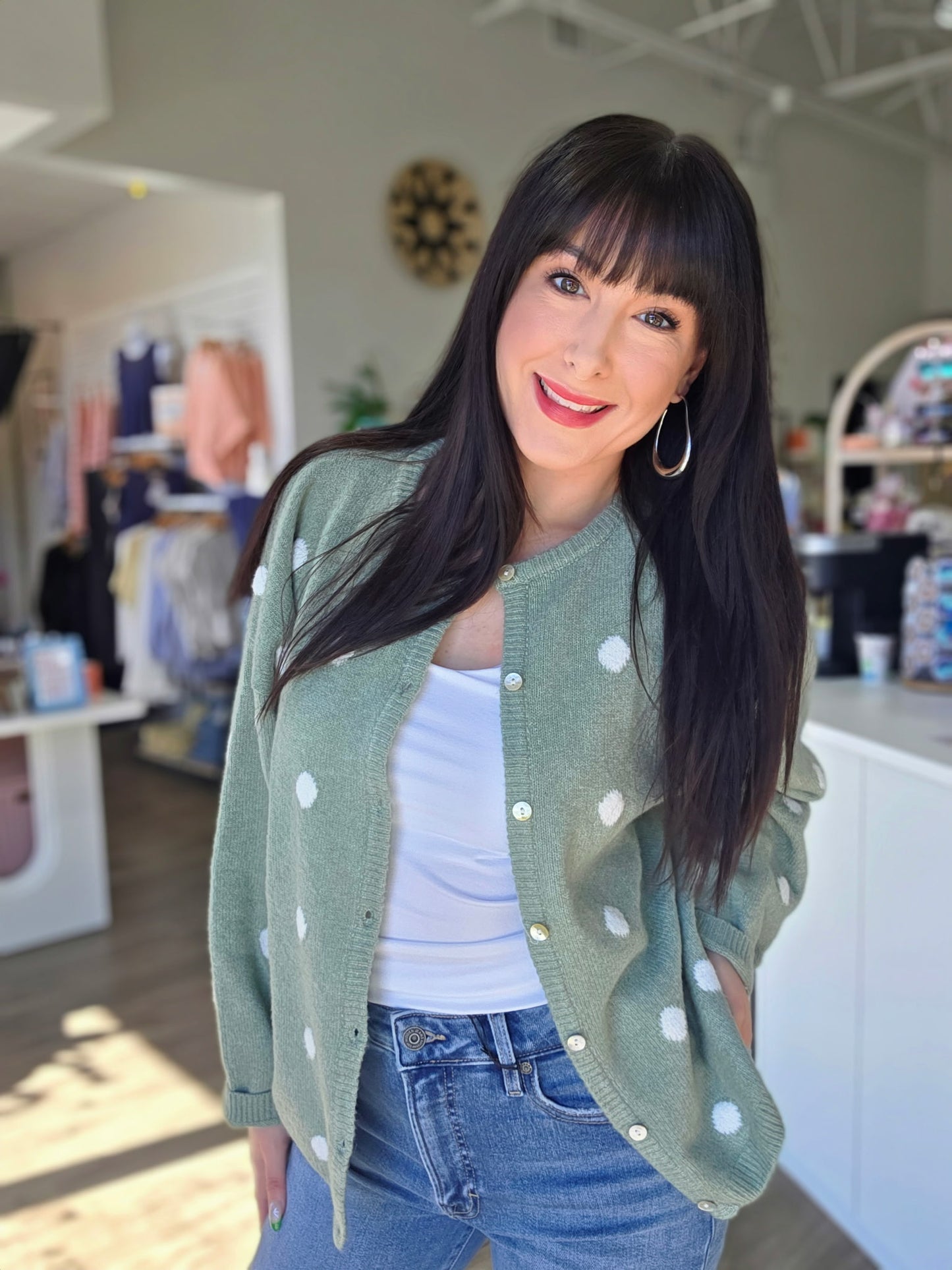 Polka Dot Sweater Cardigan