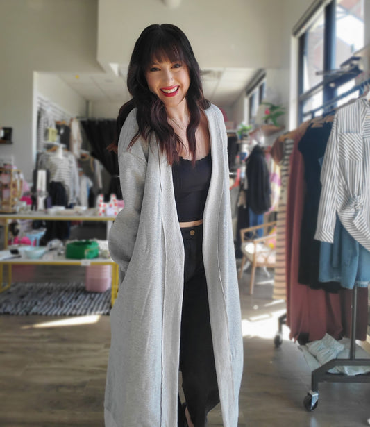 Oversized Fleece Sweatshirt Cardigan