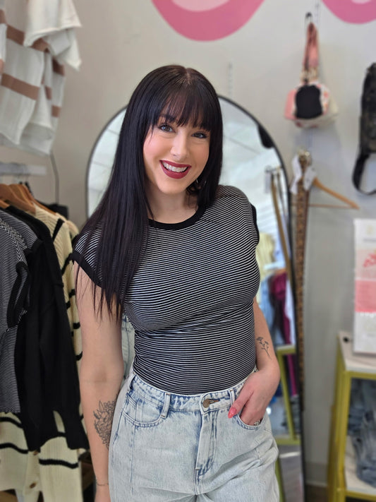 Short Sleeve Striped Bodysuit