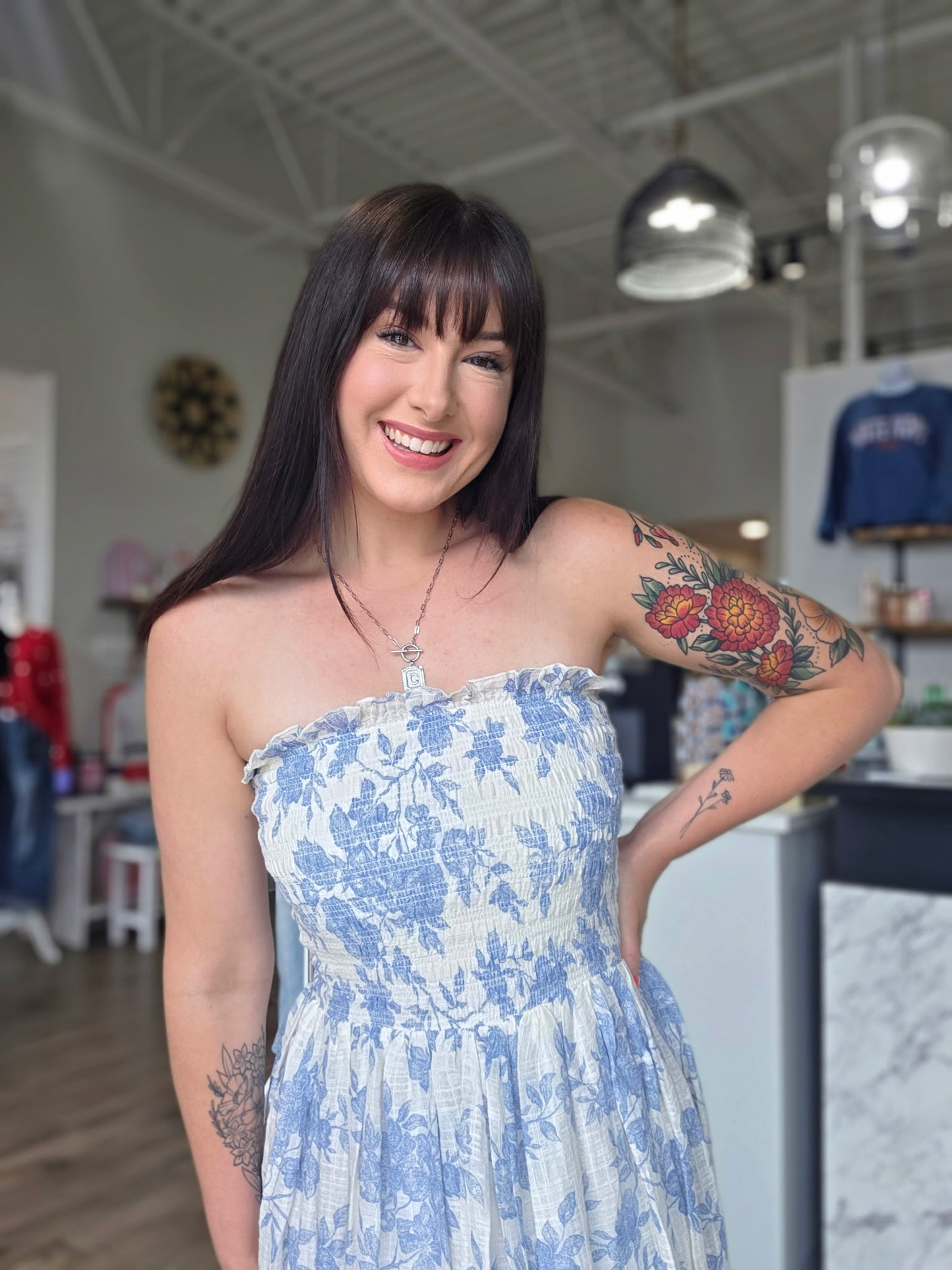 Woven Floral Strapless Dress – White Ivory Apparel Woven Floral Strapless Dress – White Ivory Apparel