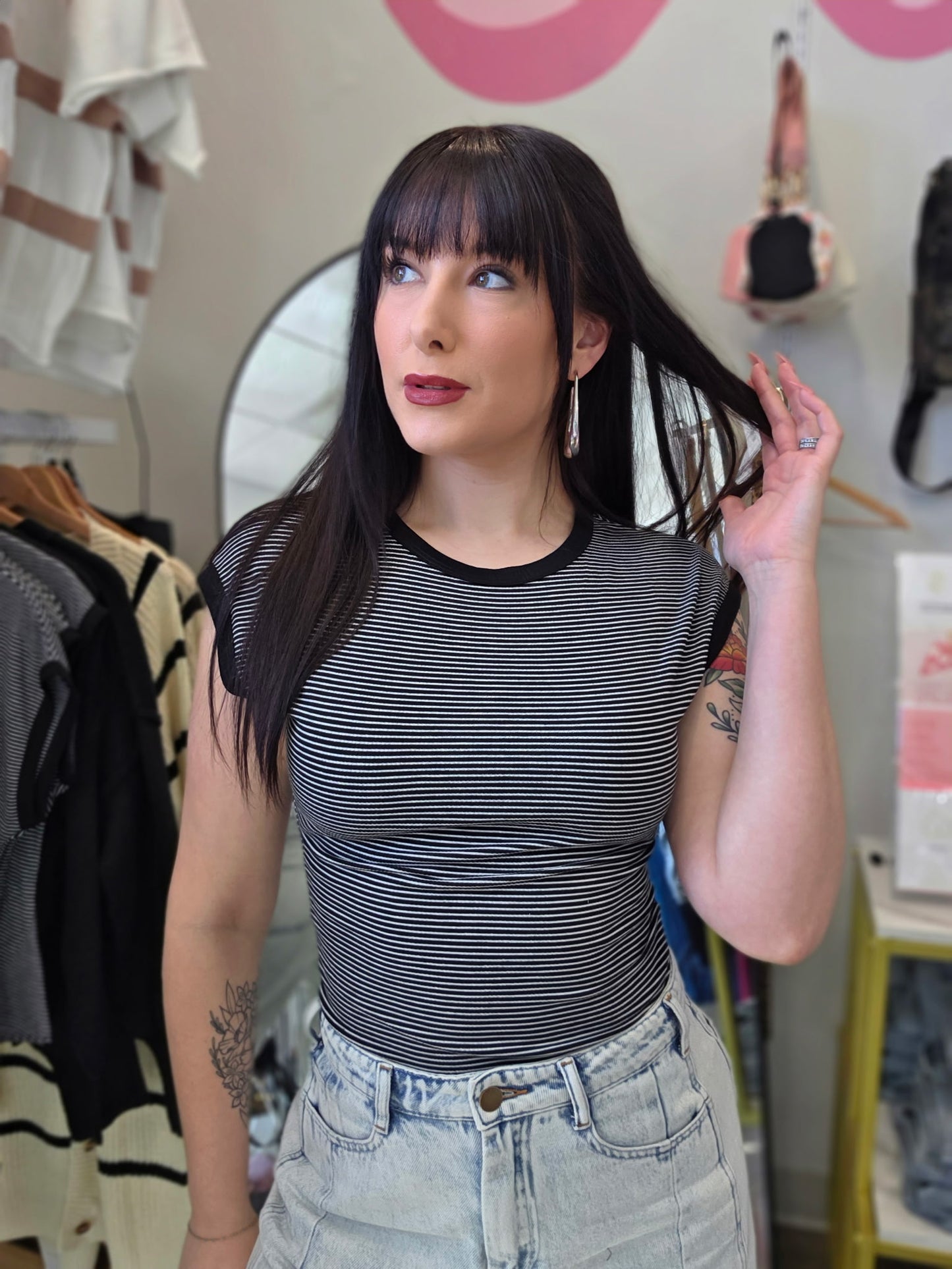 Short Sleeve Striped Bodysuit