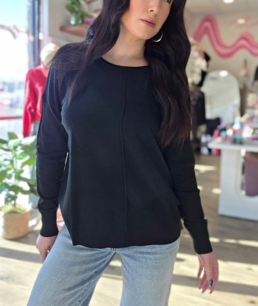 Ribbed Center Seam Top