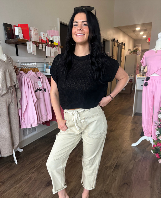 Two Tone Cotton Pants with Cotton Belt