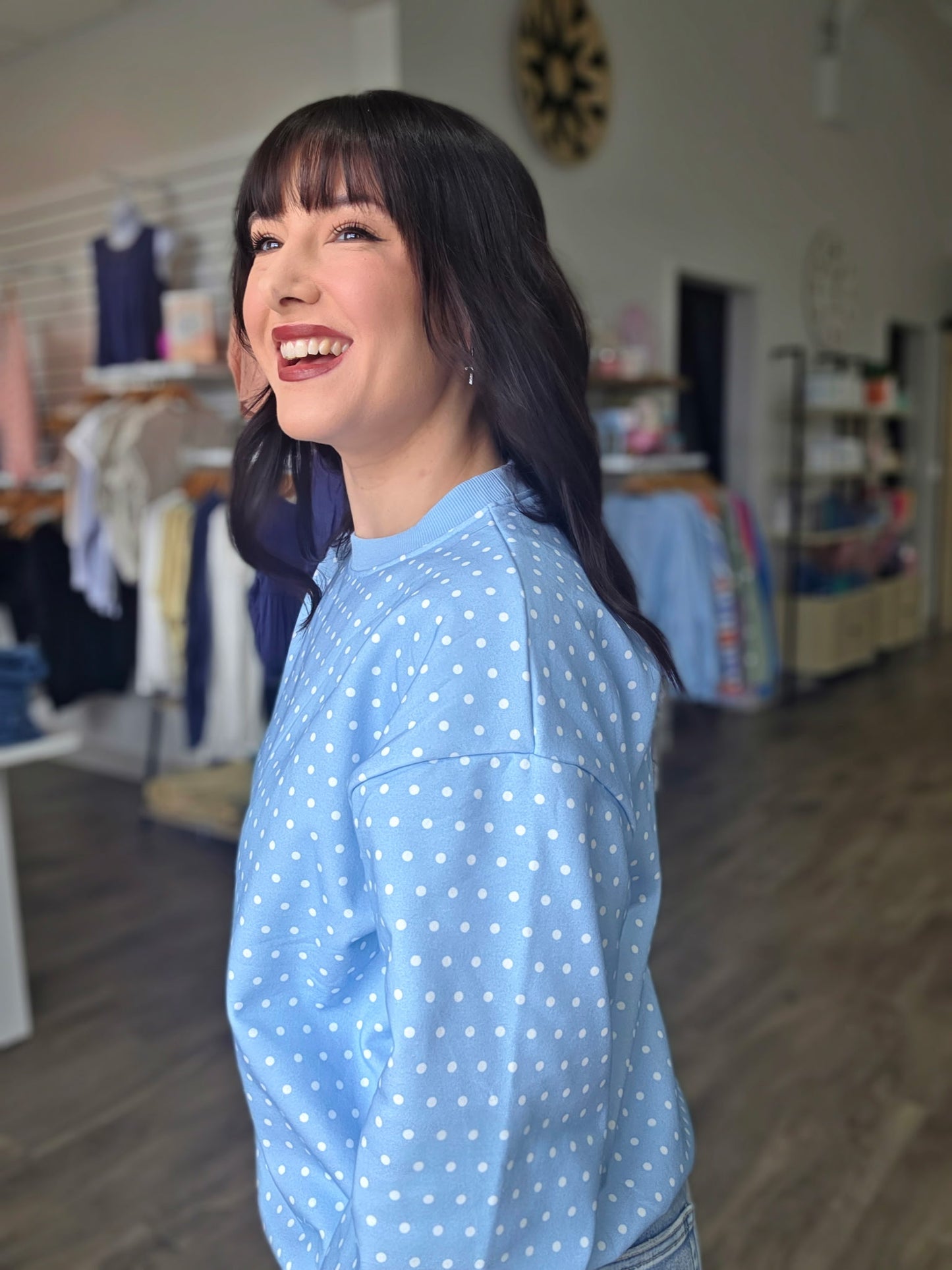 Blue Belle Polkadot Sweatshirt