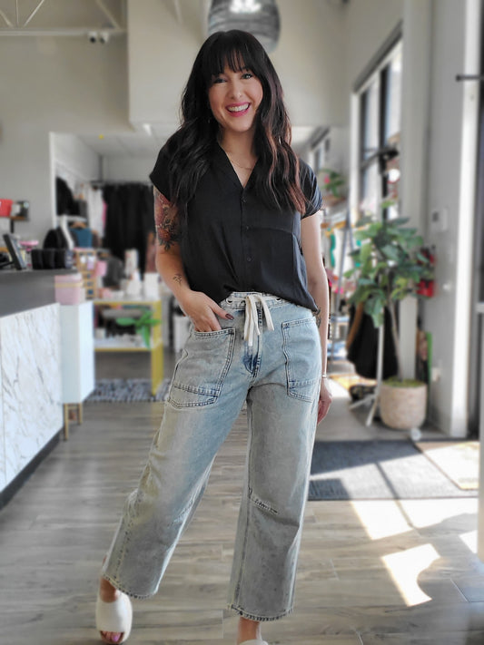 Washed Denim Pants