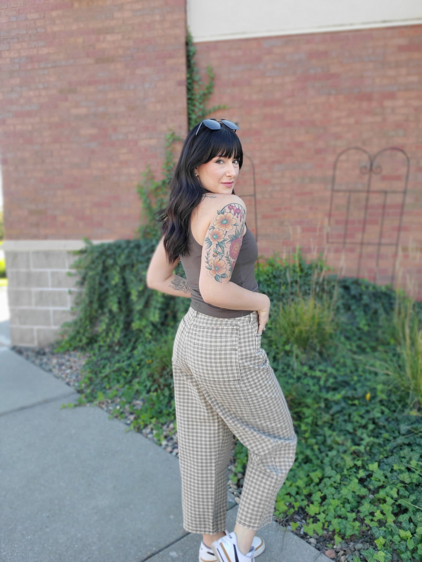 Mini Checker Barrel Pants